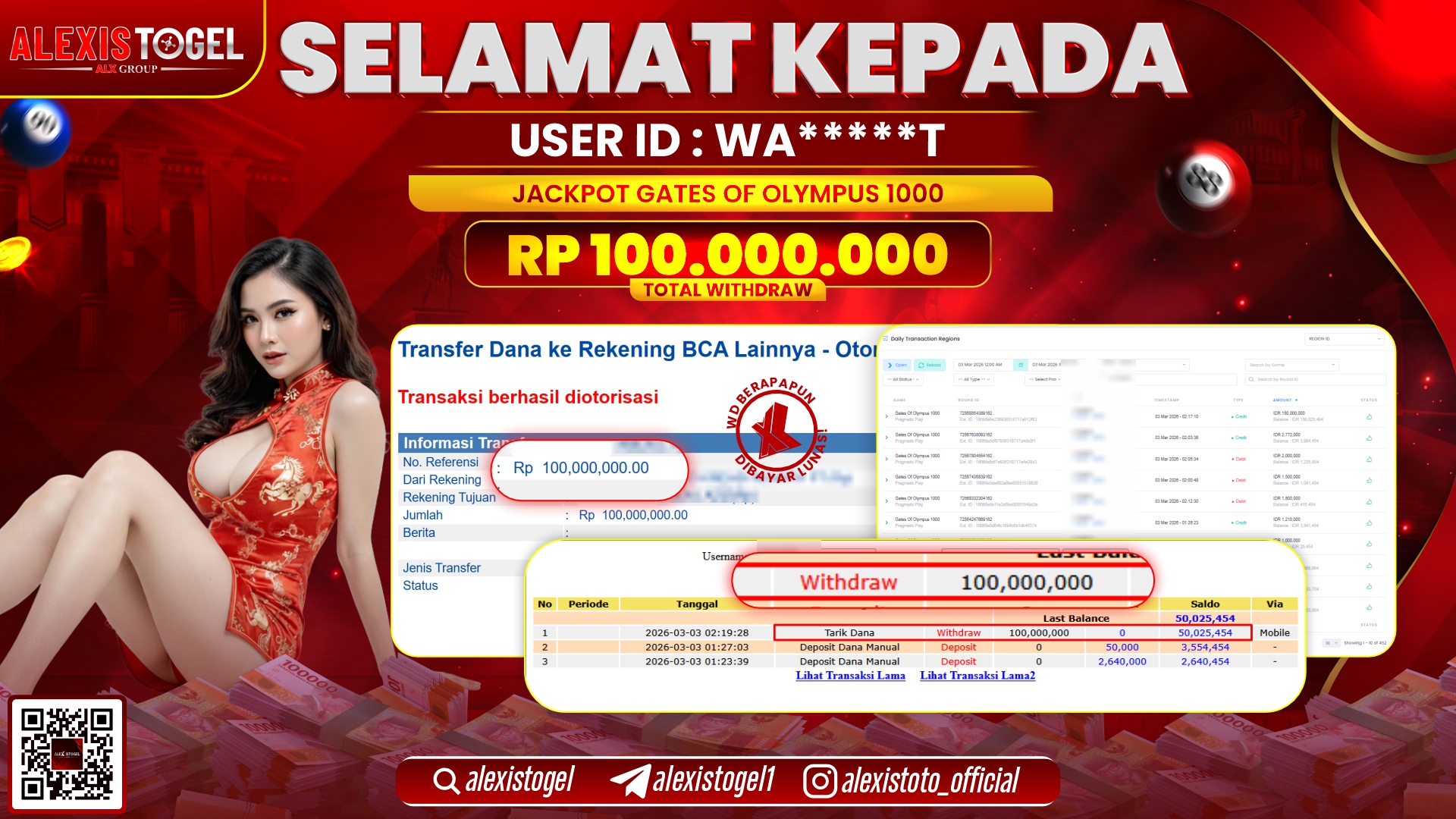 ALEXISTOGEL di SLOT GATES OF OLYMPUS 1000 RP.100.000.000,- LUNAS 