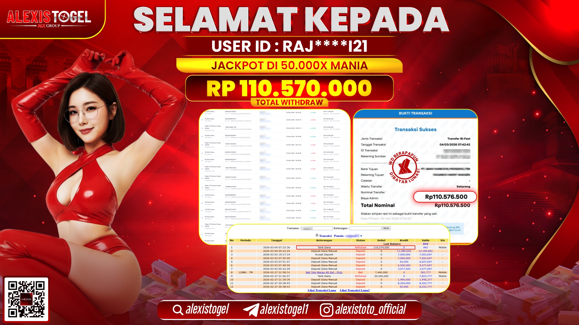 ALEXISTOGEL di SLOT 50.000X MANIA RP.110.570.000,- LUNAS 