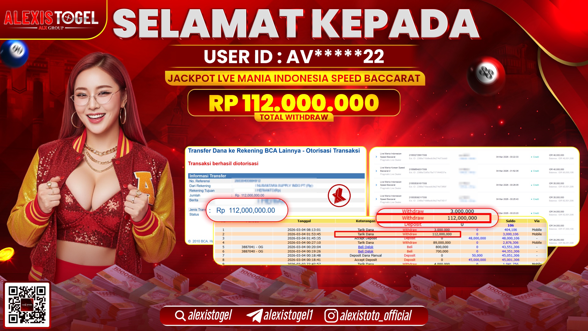 ALEXISTOGEL di LIVE MANIA INDONESIA SPEED BACCARAT RP.112.000.000,- LUNAS 