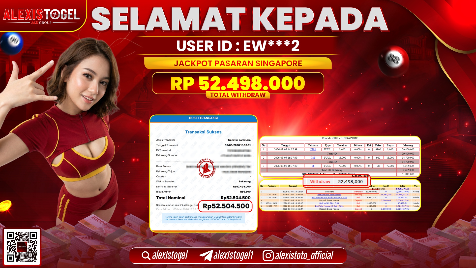 ALEXISTOGEL di TOGEL SINGAPORE RP.52.498.000,- LUNAS 