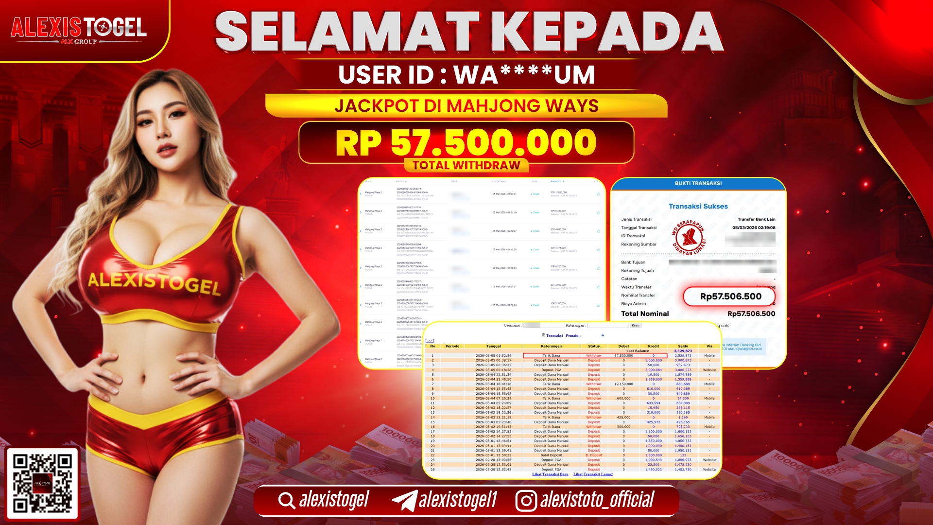 ALEXISTOGEL di SLOT MAHJONG WAYS RP.57.500.000,- LUNAS 