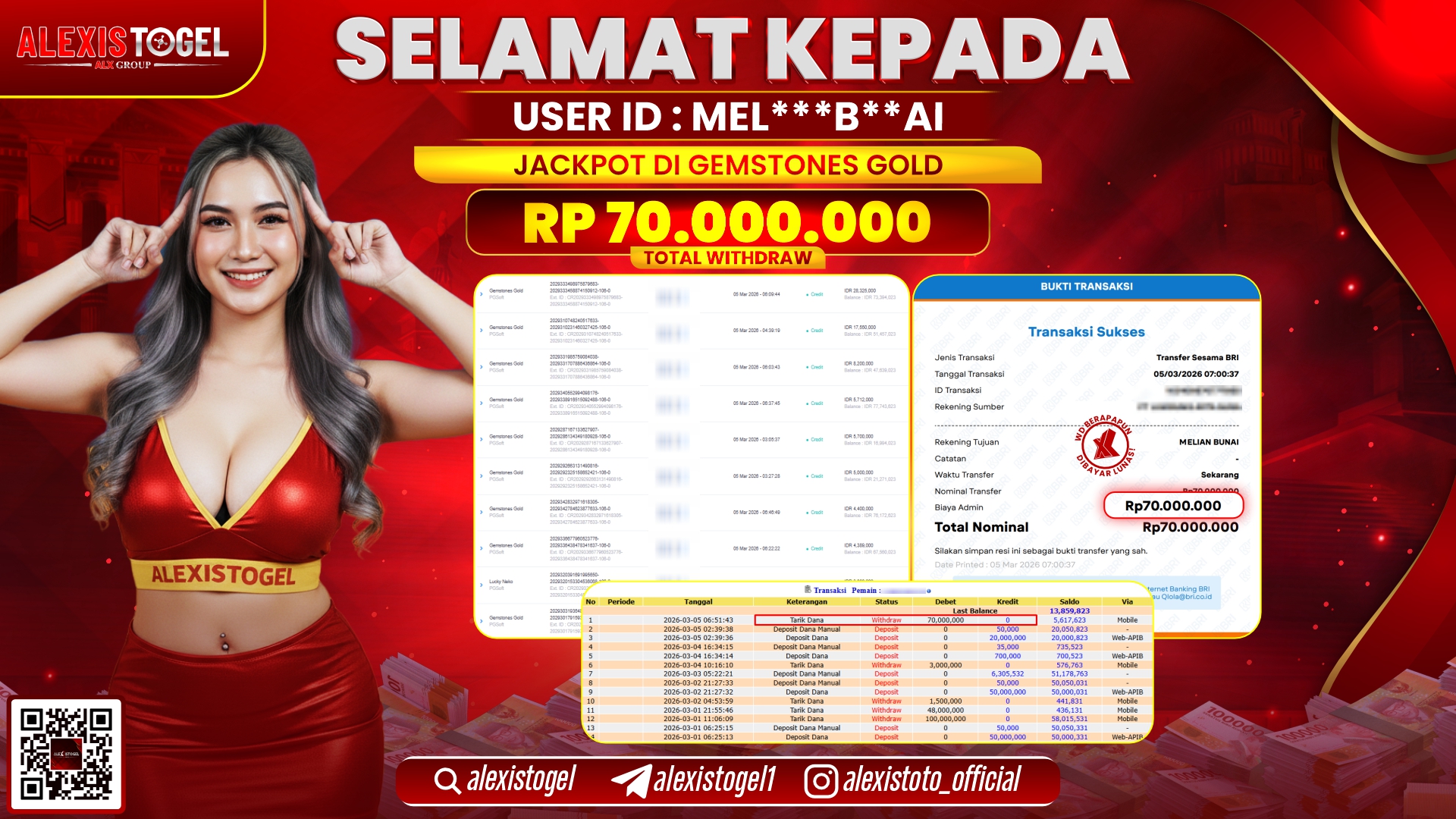 ALEXISTOGEL di SLOT GEMSTONES GOLD RP.70.000.000,- LUNAS 