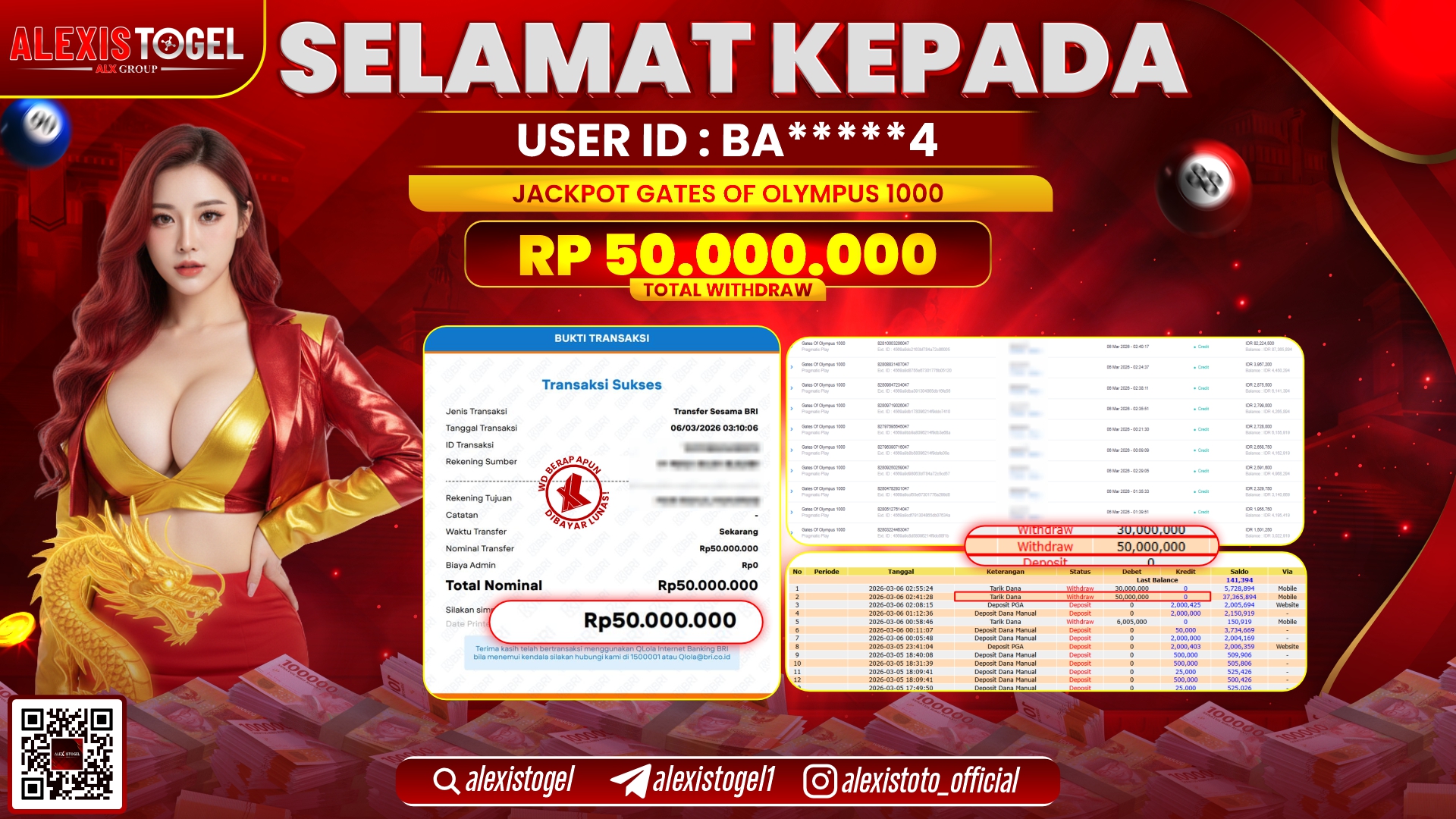 ALEXISTOGEL di SLOT GATE OF OLYMPUS 1000 RP.50.000.000,- LUNAS 