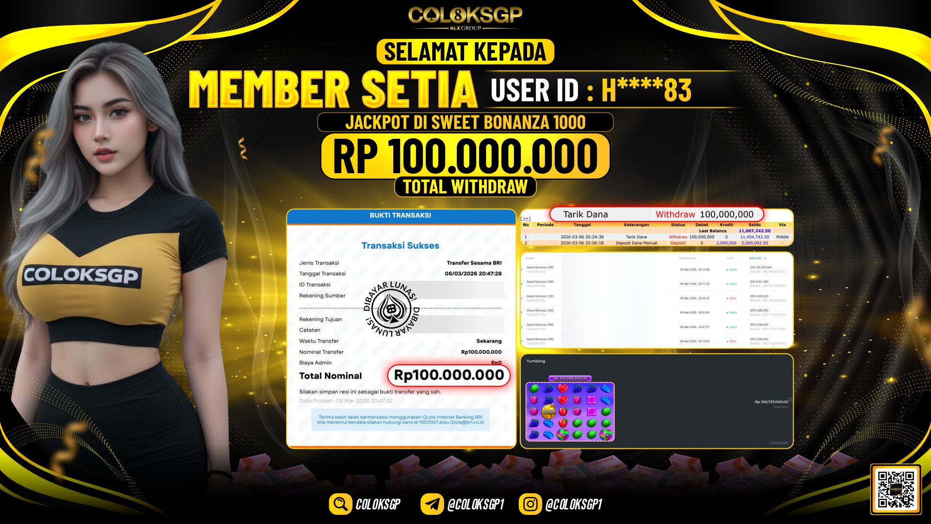 COLOKSGP JACKPOT DI SWEET BONANZA 1000
