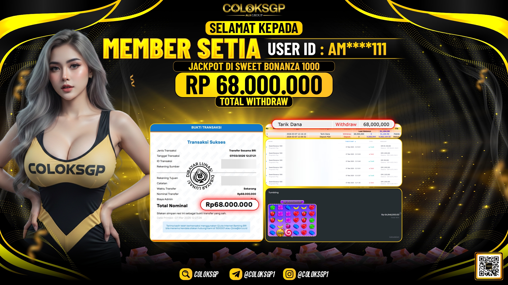 COLOKSGP JACKPOT DI SWEET BONANZA 1000