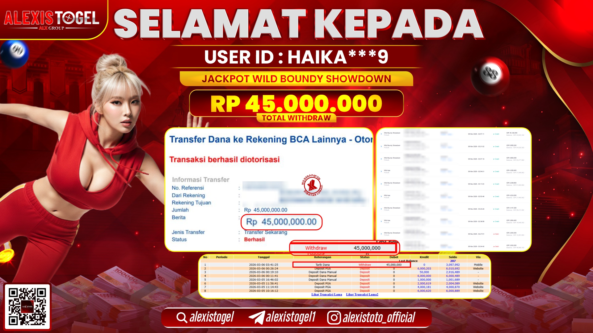 ALEXISTOGEL di SLOT WILD BOUNTY SHOWDOWN RP.45.000.000,- LUNAS 