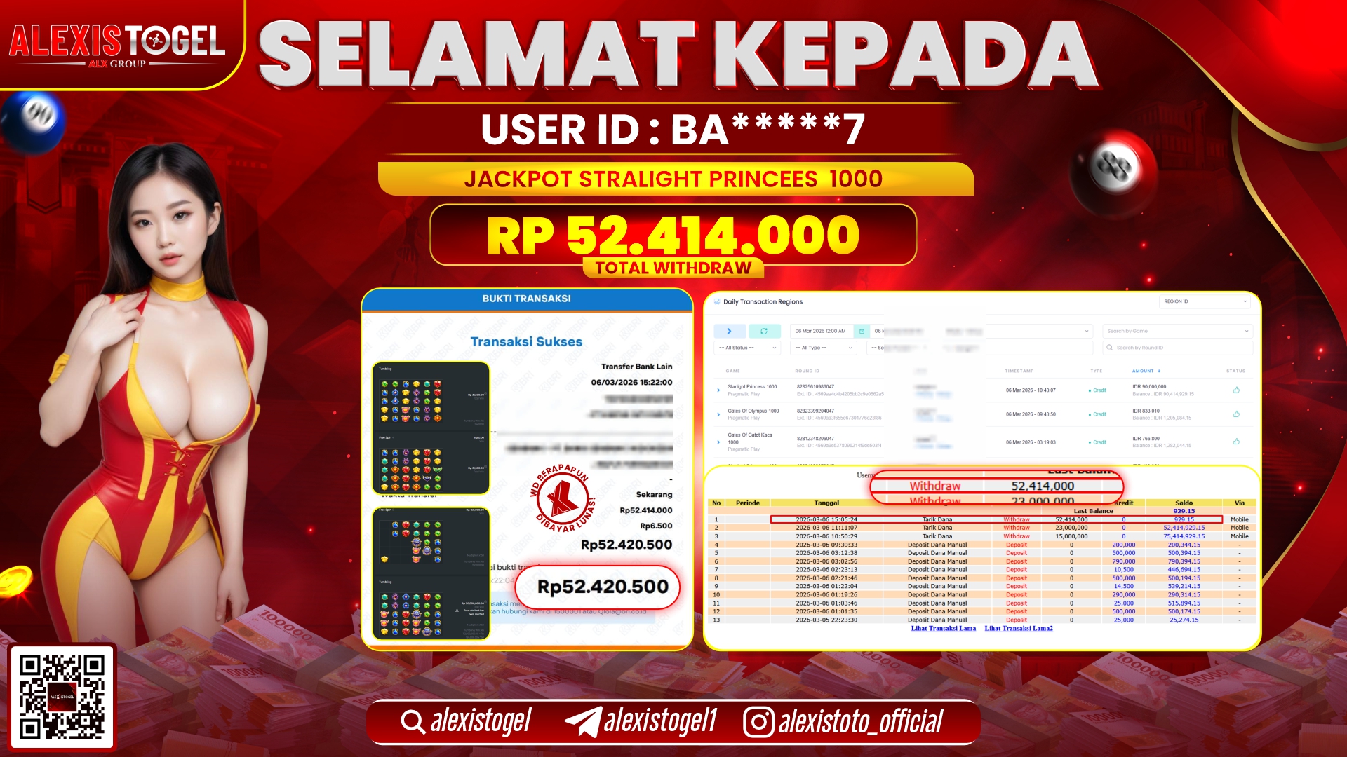 ALEXISTOGEL di SLOT STARLIGHT PRINCESS 1000 RP.52.414.000,- LUNAS 