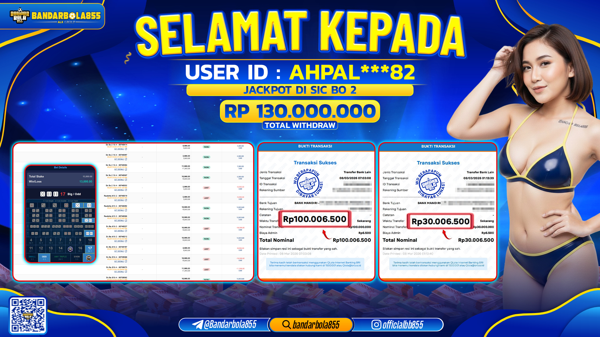 🎖 JACKPOT BANDARBOLA855 di SIC BO 2 Rp130.000.000 🎖