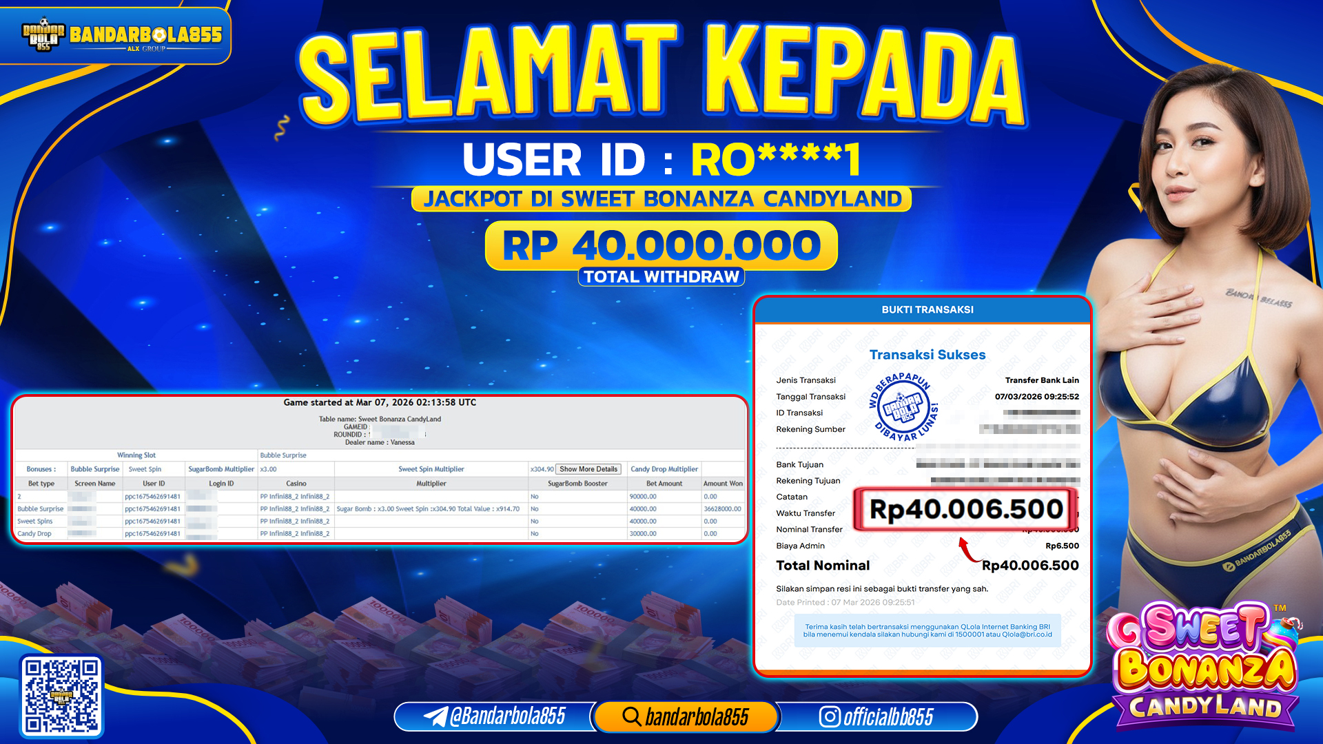 🎖 JACKPOT BANDARBOLA855 di SWEET BONANZA CANDYLAND Rp40.000.000 🎖