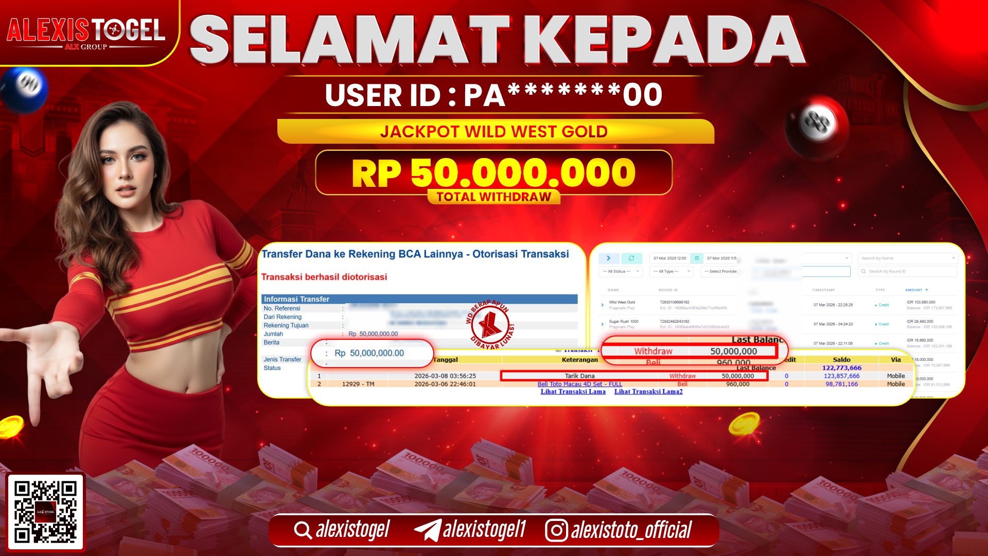 ALEXISTOGEL di SLOT WILD WEST GOLD RP.50.000.000,- LUNAS 