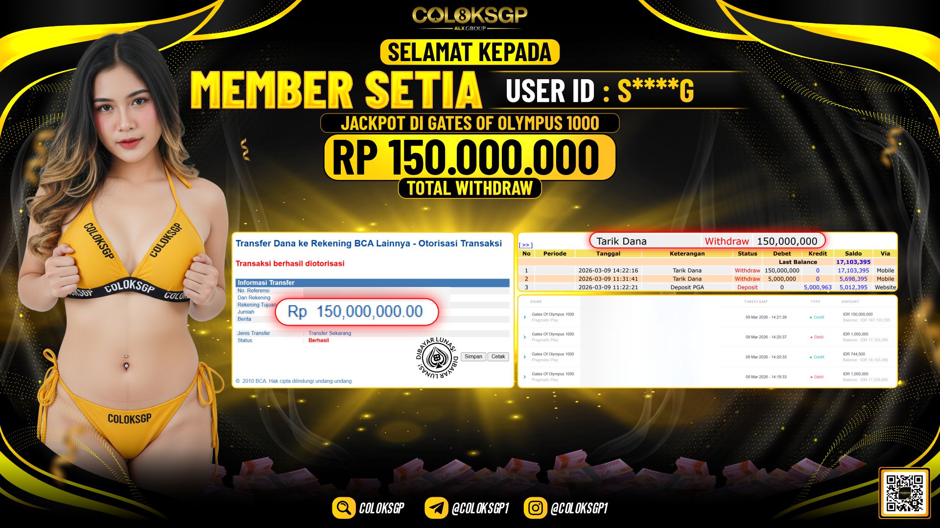 COLOKSGP JACKPOT DI PRAMATICPLAY GATES OF OLYMPUS 1000