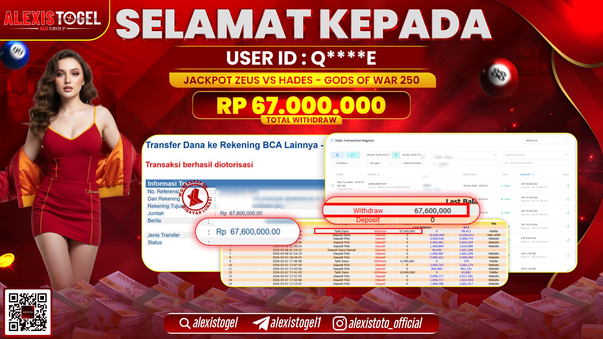 ALEXISTOGEL di SLOT ZEUS VS HADES - GODS OF WAR 250 RP.67.000.000,- LUNAS 