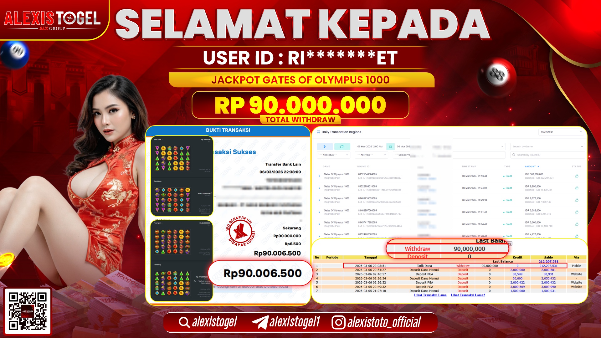 ALEXISTOGEL di SLOT GATES OF OLYMPUS 1000 RP.90.000.000,- LUNAS 