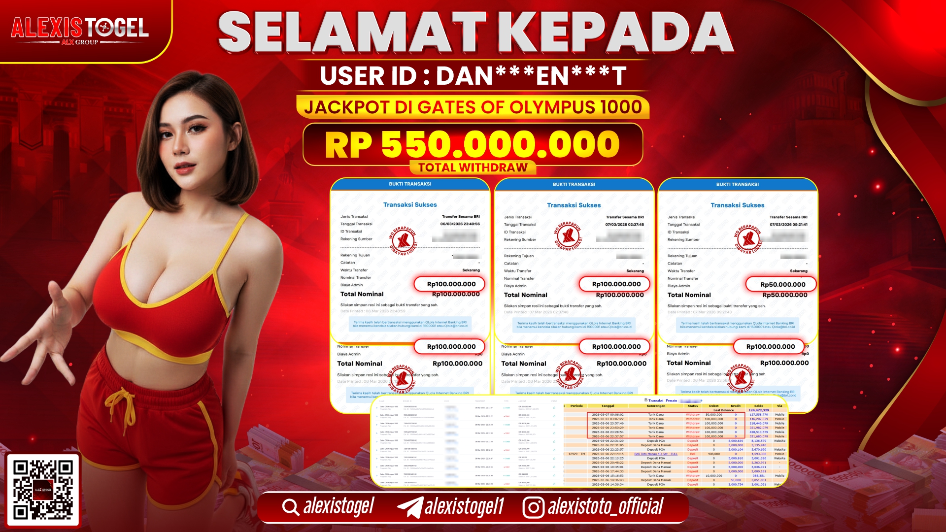 ALEXISTOGEL di SLOT GATES OF OLYMPUS 1000 RP.550.000.000,- LUNAS 