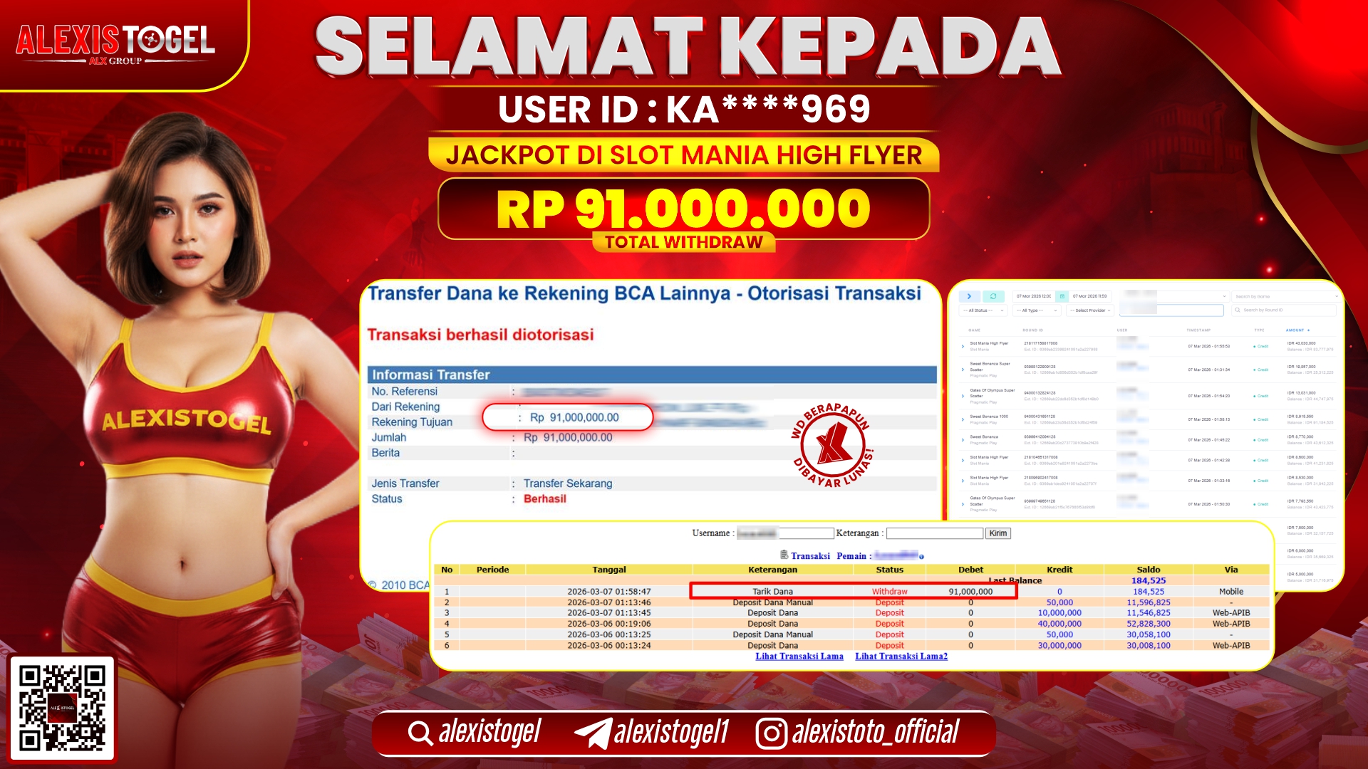 ALEXISTOGEL di SLOT MANIA HIGH FLYER RP.91.000.000,- LUNAS 