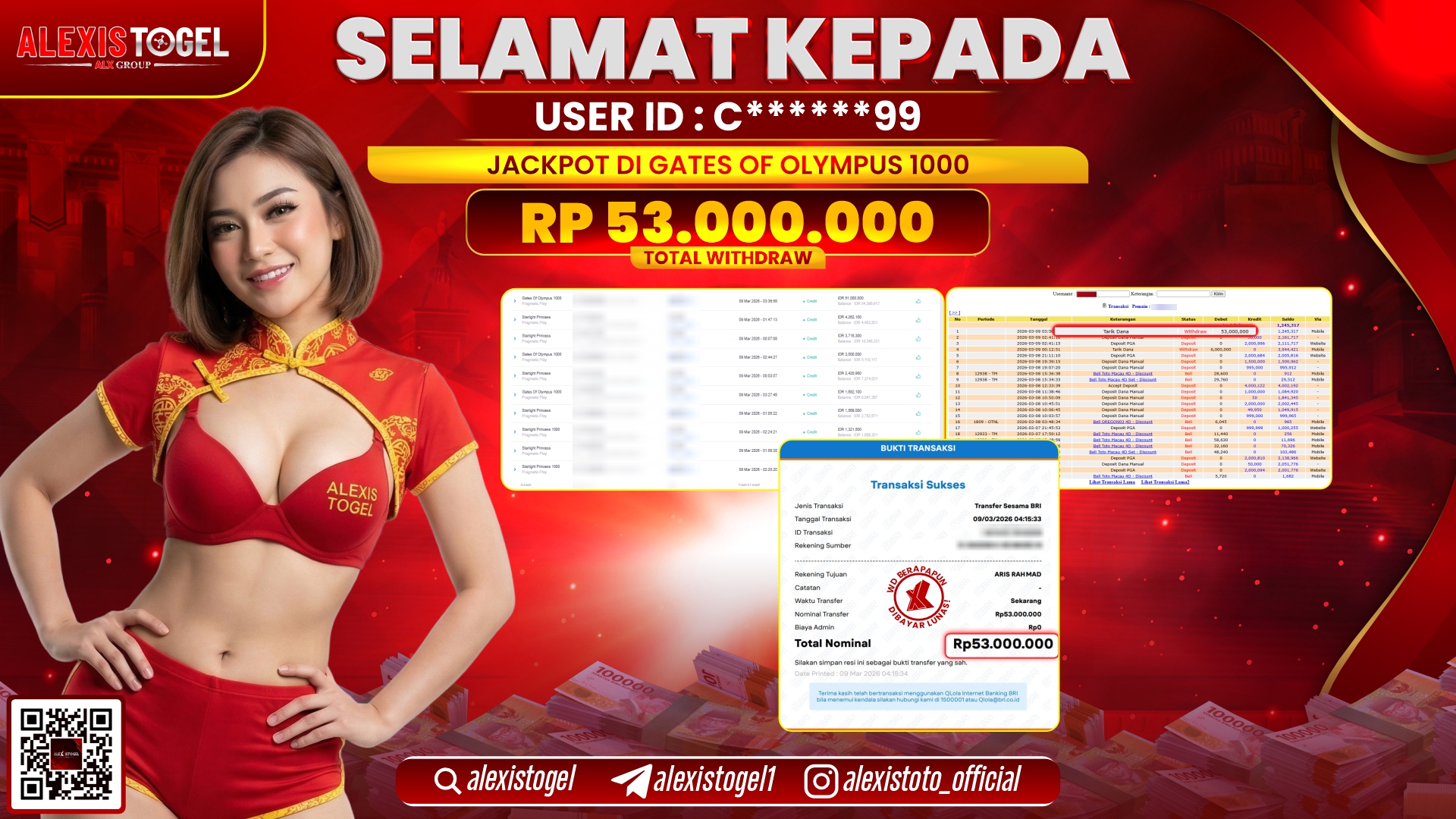 ALEXISTOGEL di SLOT GATES OF OLYMPUS 1000 RP.53.000.000,- LUNAS 