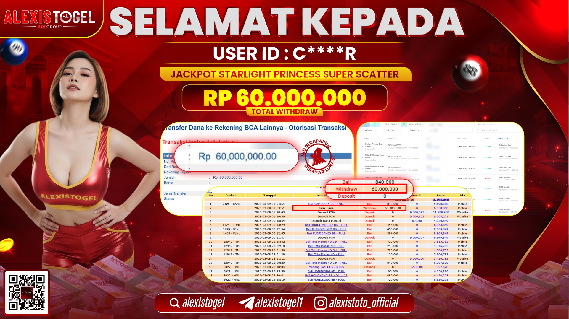 ALEXISTOGEL di SLOT STARLIGHT PRINCESS SUPER SCATTER RP.60.000.000,- LUNAS 