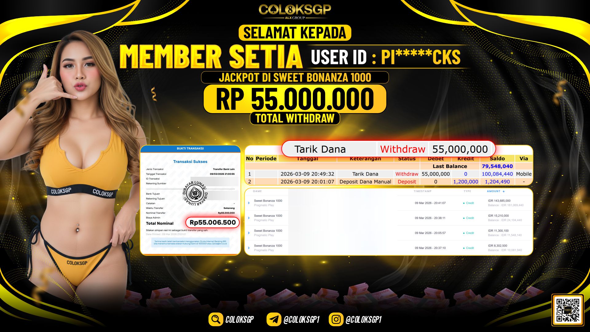COLOKSGP JACKPOT DI SWEET BONANZA 1000 