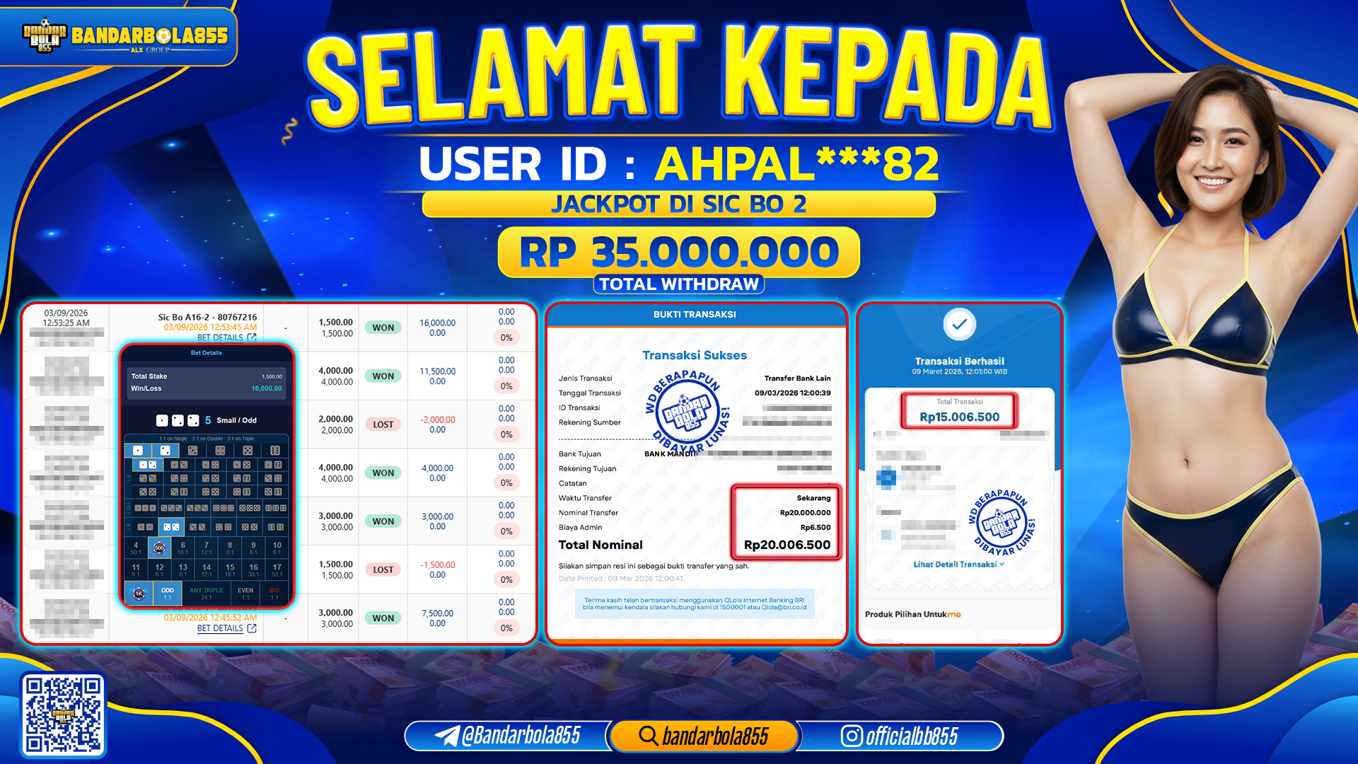 🎖 JACKPOT BANDARBOLA855 di SIC BO 2 Rp35.000.000 🎖