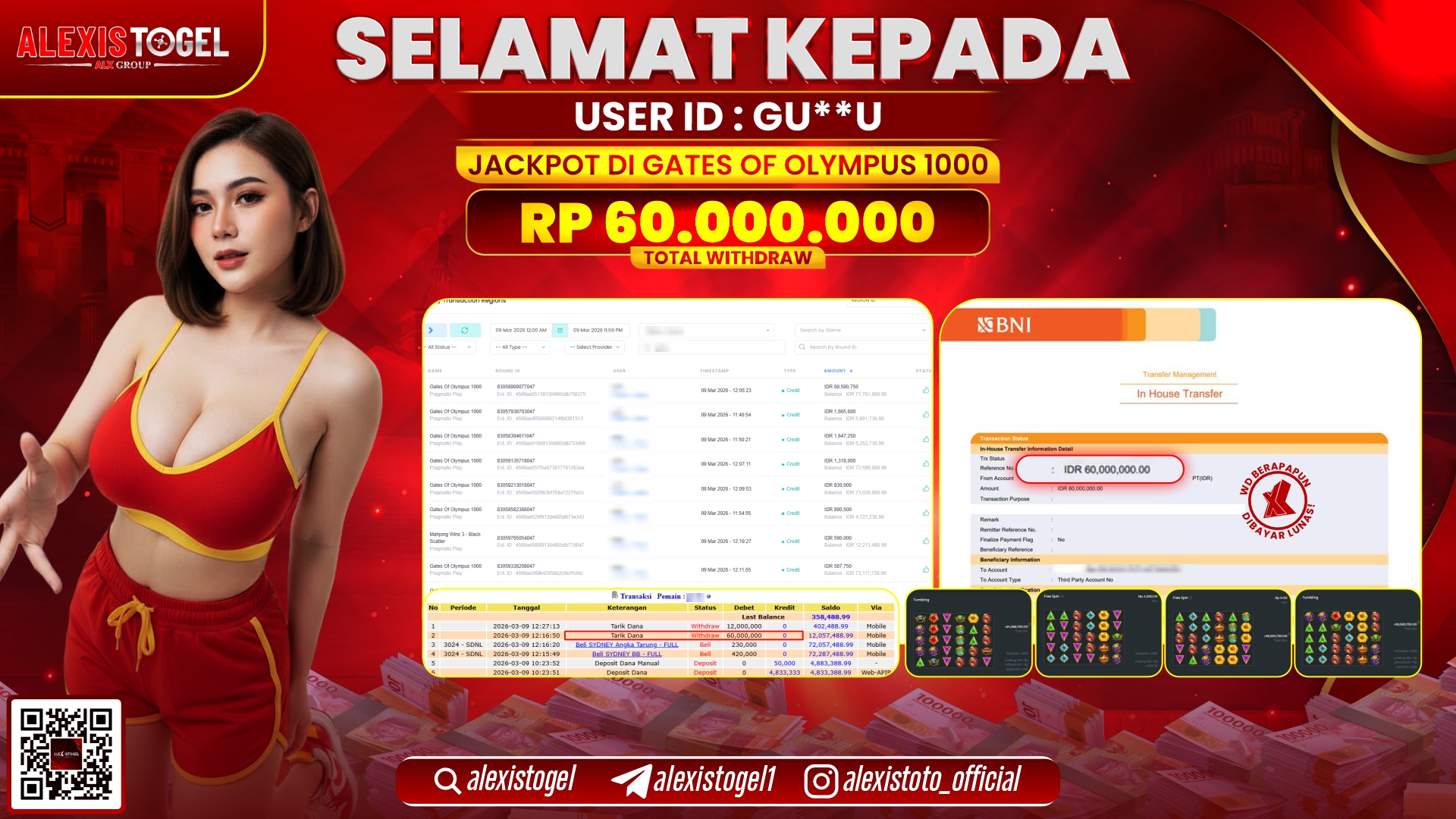 ALEXISTOGEL di SLOT GATES OF OLYMPUS 1000 RP.60.000.000,- LUNAS 