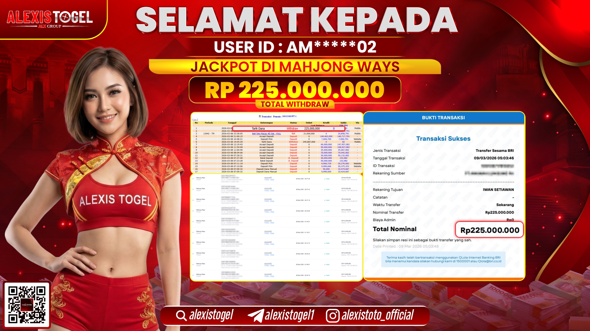 ALEXISTOGEL di SLOT MAHJONG WAYS RP.225.000.000,- LUNAS 