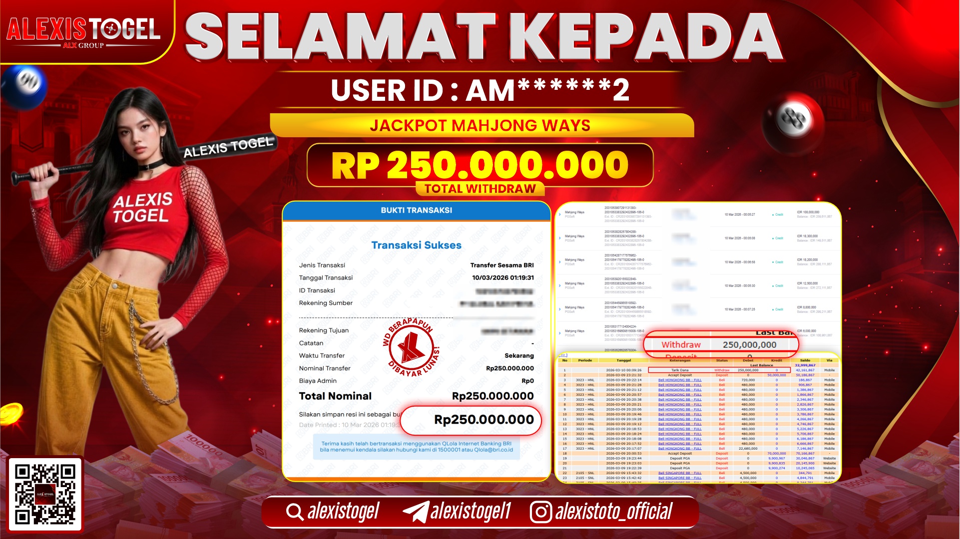 ALEXISTOGEL di SLOT MAHJONG WAYS RP.250.000.000,- LUNAS 