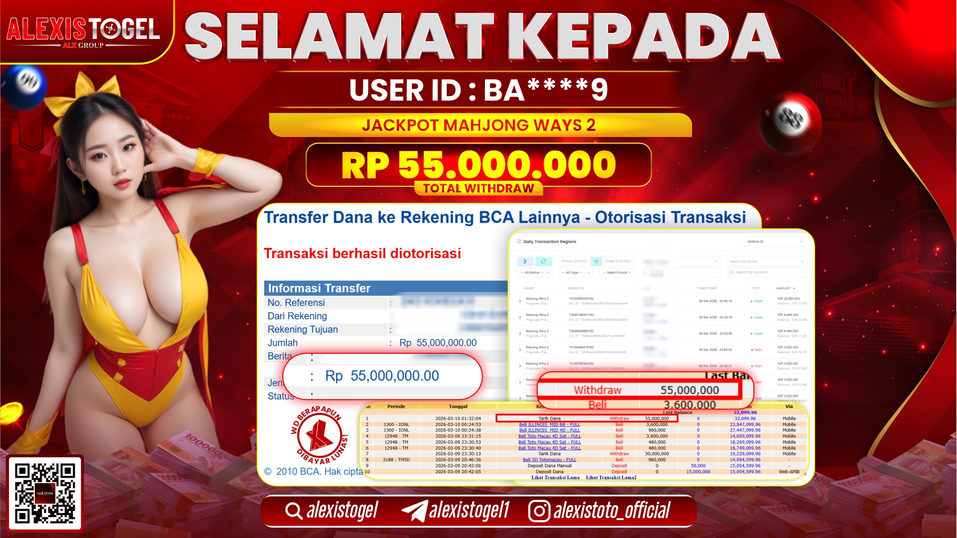 ALEXISTOGEL di SLOT MAHJONG WAYS 2 RP.55.000.000,- LUNAS 