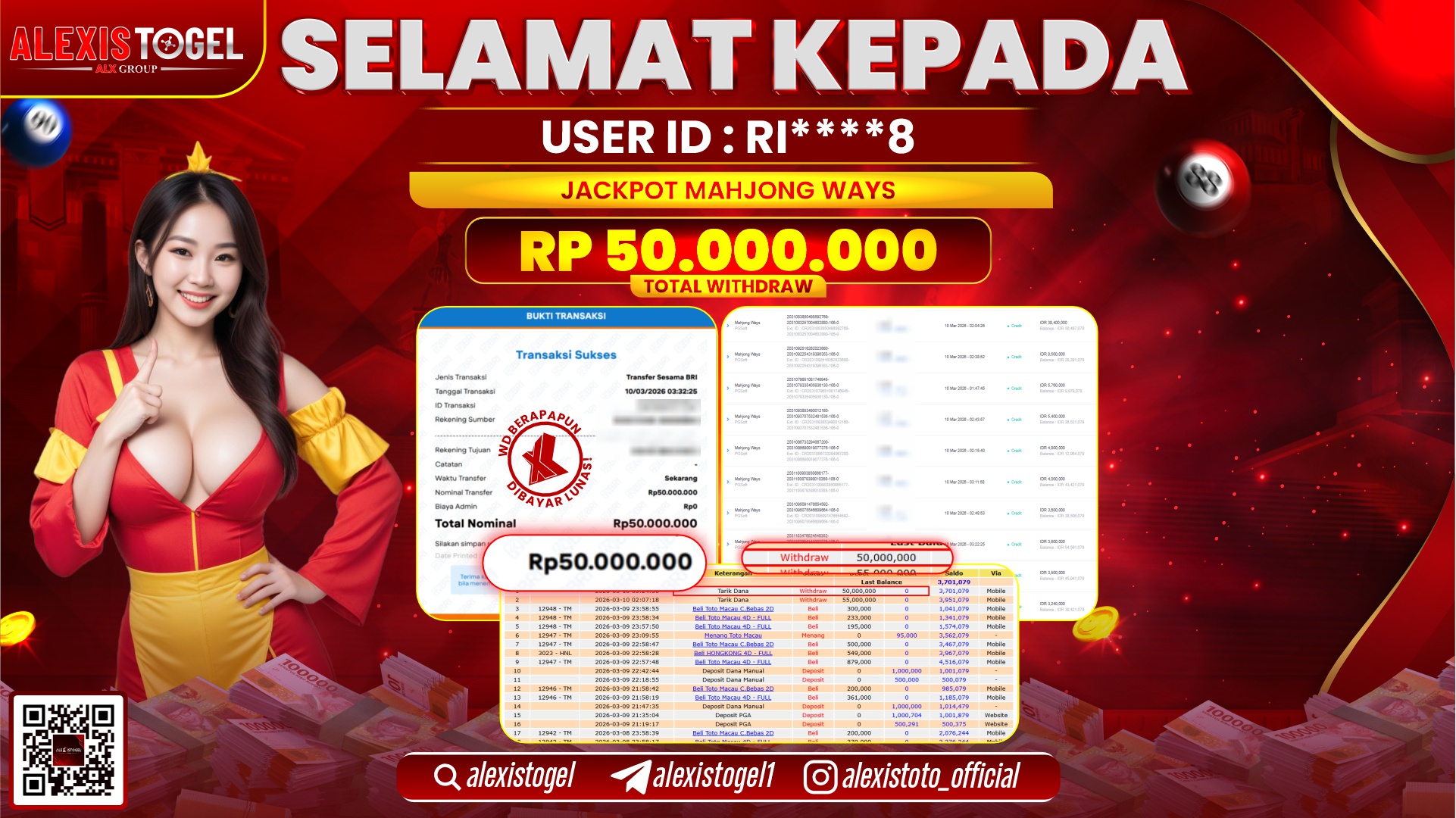 ALEXISTOGEL di SLOT MAHJONG WAYS RP.50.000.000,- LUNAS 