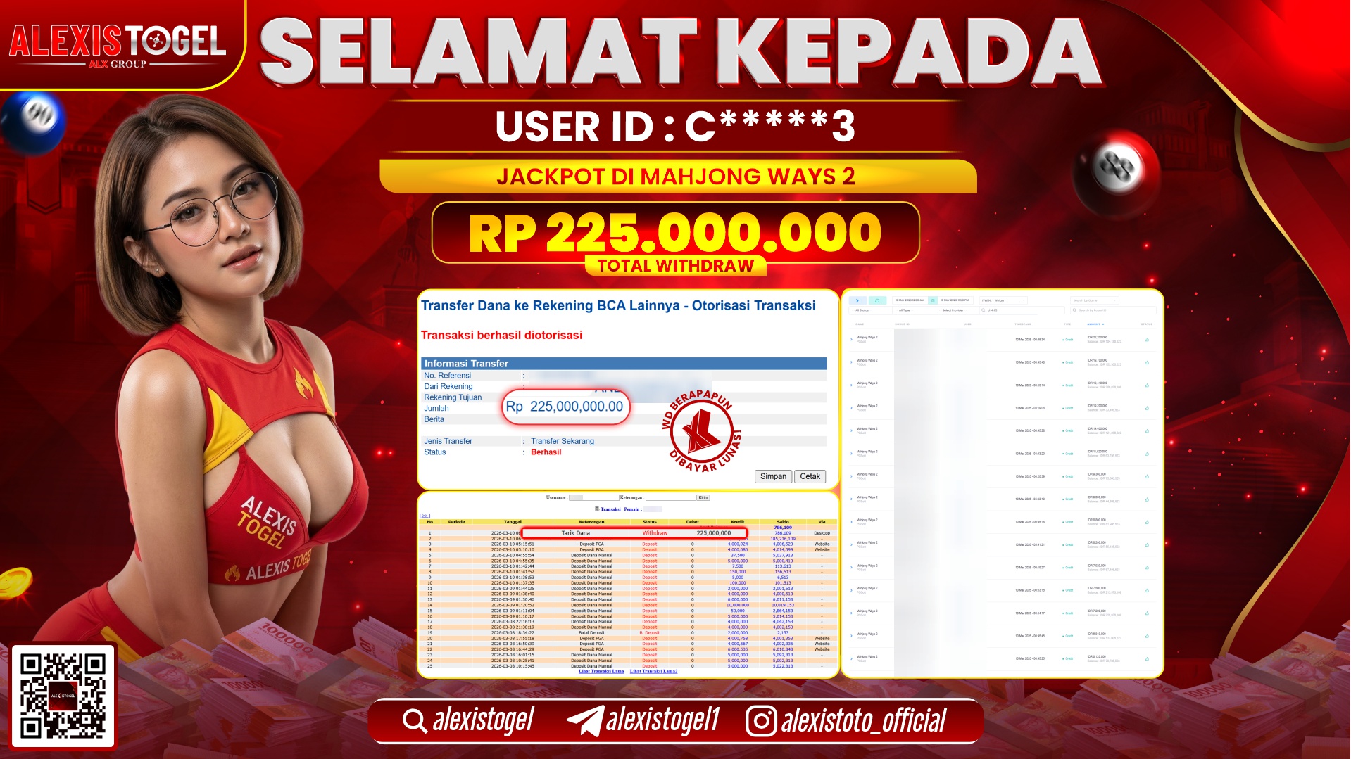 ALEXISTOGEL di SLOT MAHJONG WAYS 2 RP.225.000.000,- LUNAS 