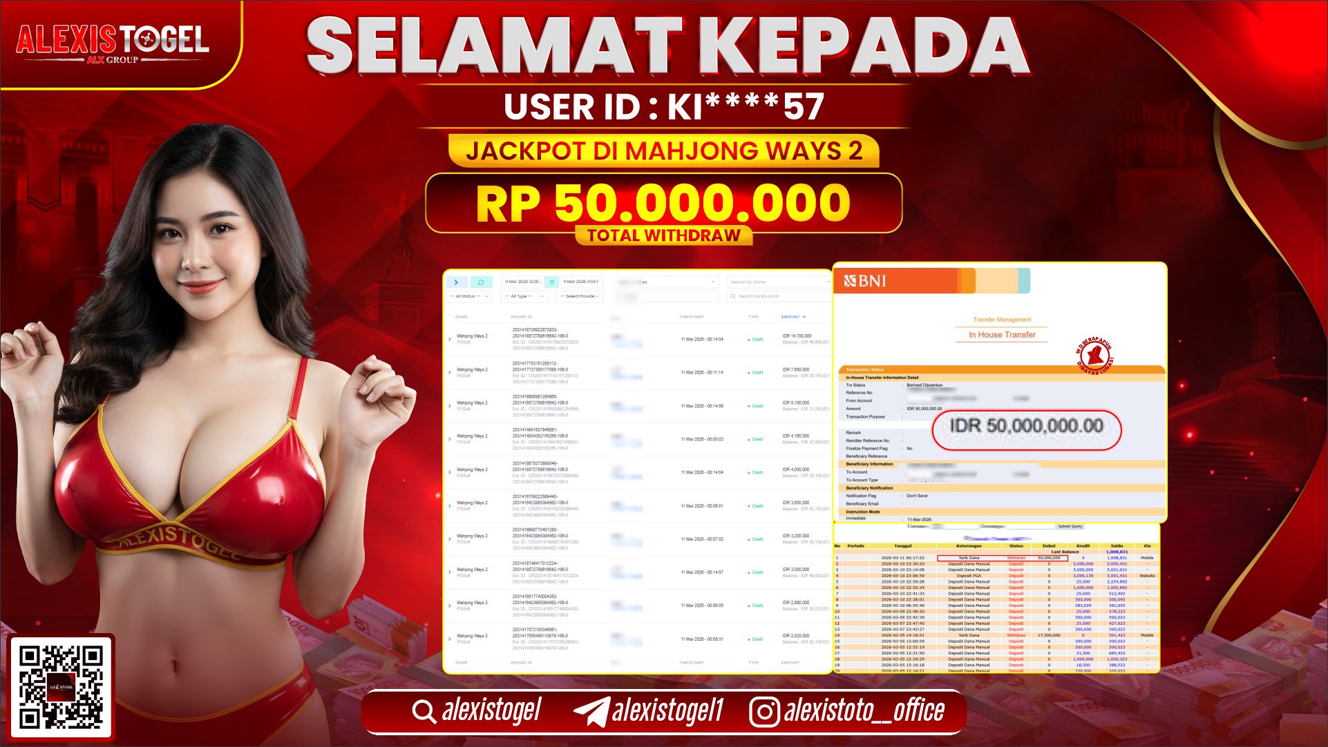 ALEXISTOGEL di SLOT MAHJONG WAYS 2 RP.50.000.000,- LUNAS 