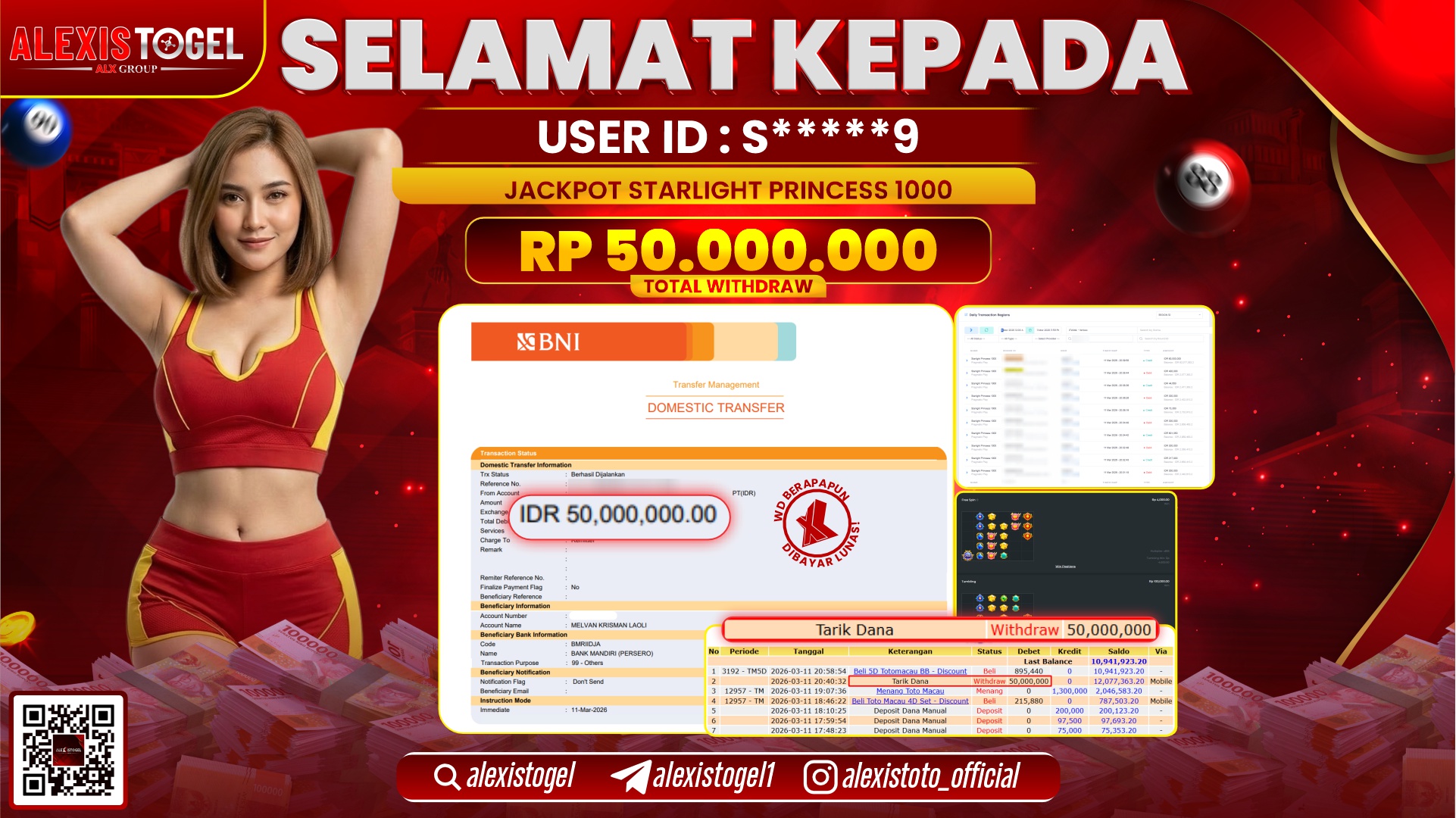 ALEXISTOGEL di SLOT STARLIGHT PRINCESS 1000 RP.50.000.000,- LUNAS 