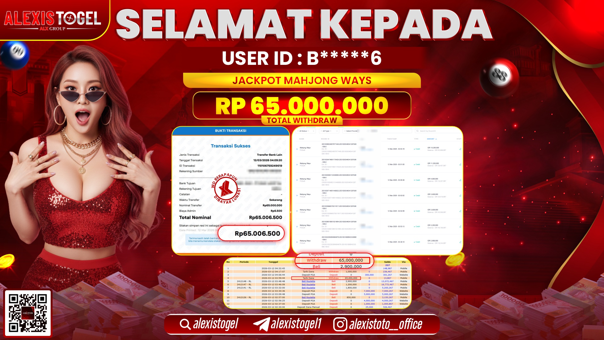 ALEXISTOGEL di SLOT MAHJONG WAYS RP.65.000.000,- LUNAS  