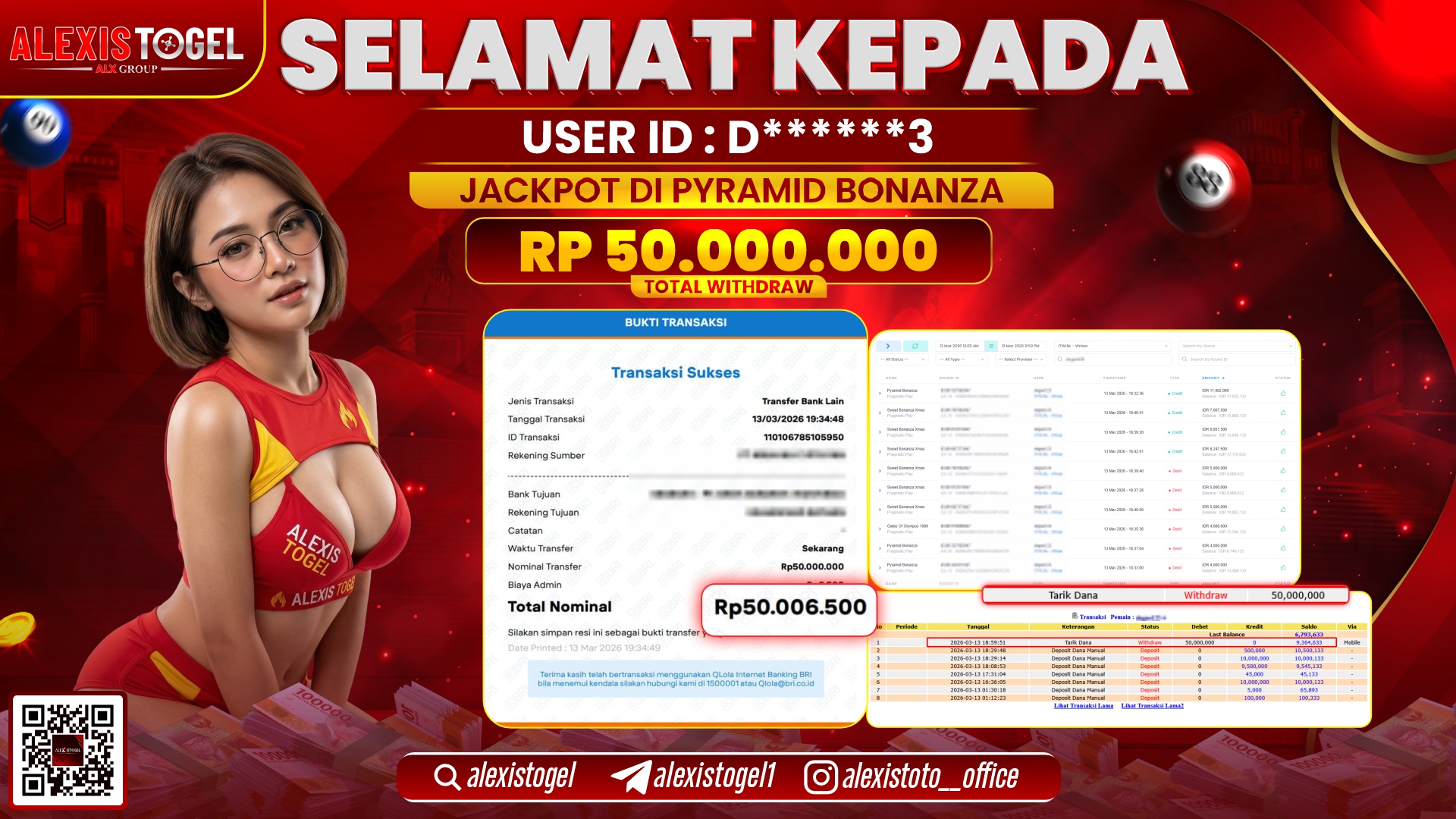 ALEXISTOGEL di SLOT PYRAMID BONANZA RP.50.000.000,- LUNAS  