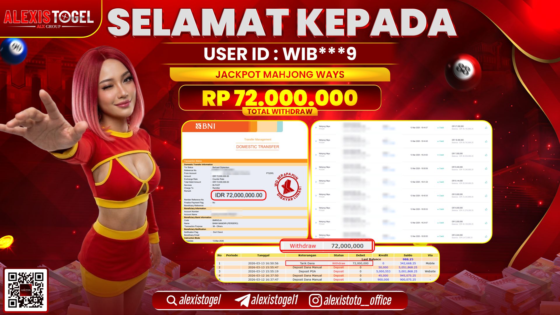 ALEXISTOGEL di SLOT MAHJONG WAYS RP.72.000.000,- LUNAS  