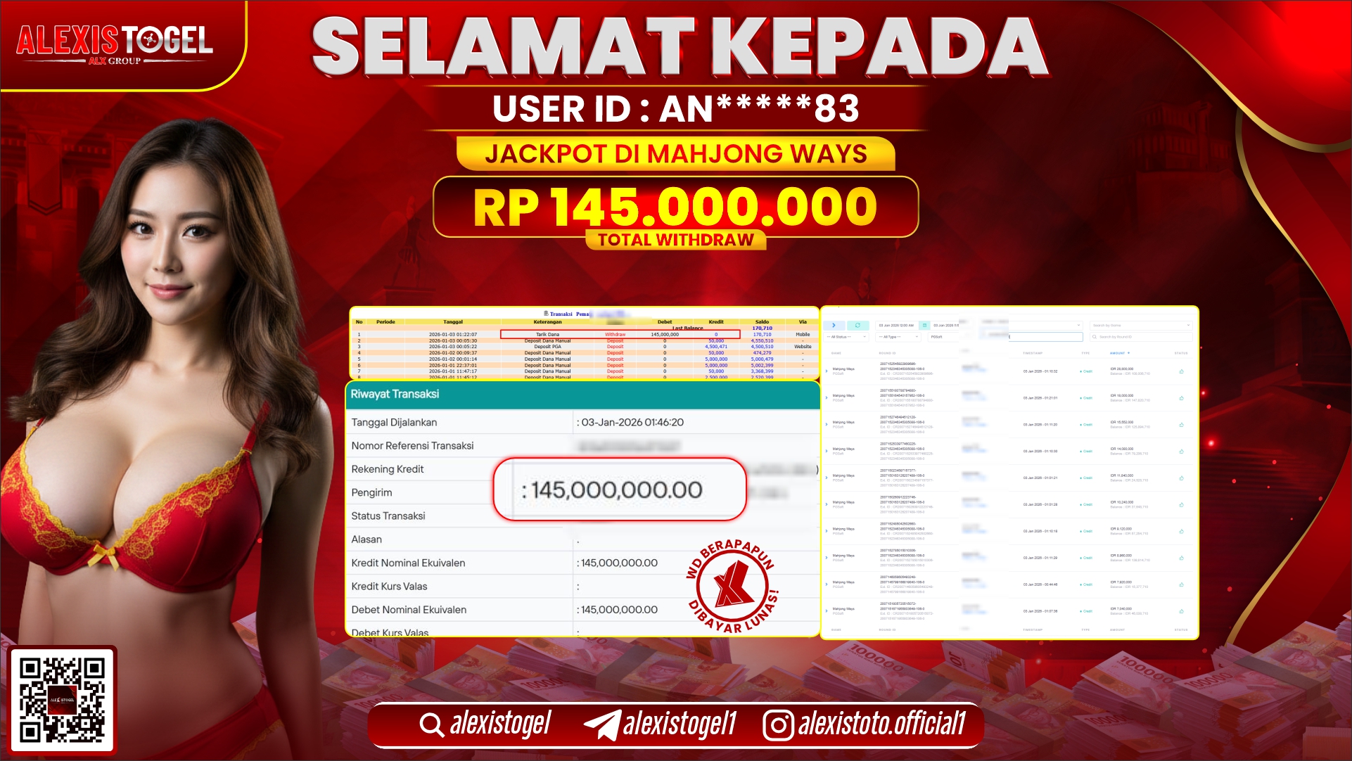 ALEXISTOGEL di SLOT MAHJONG WAYS RP.145.000.000,- LUNAS  