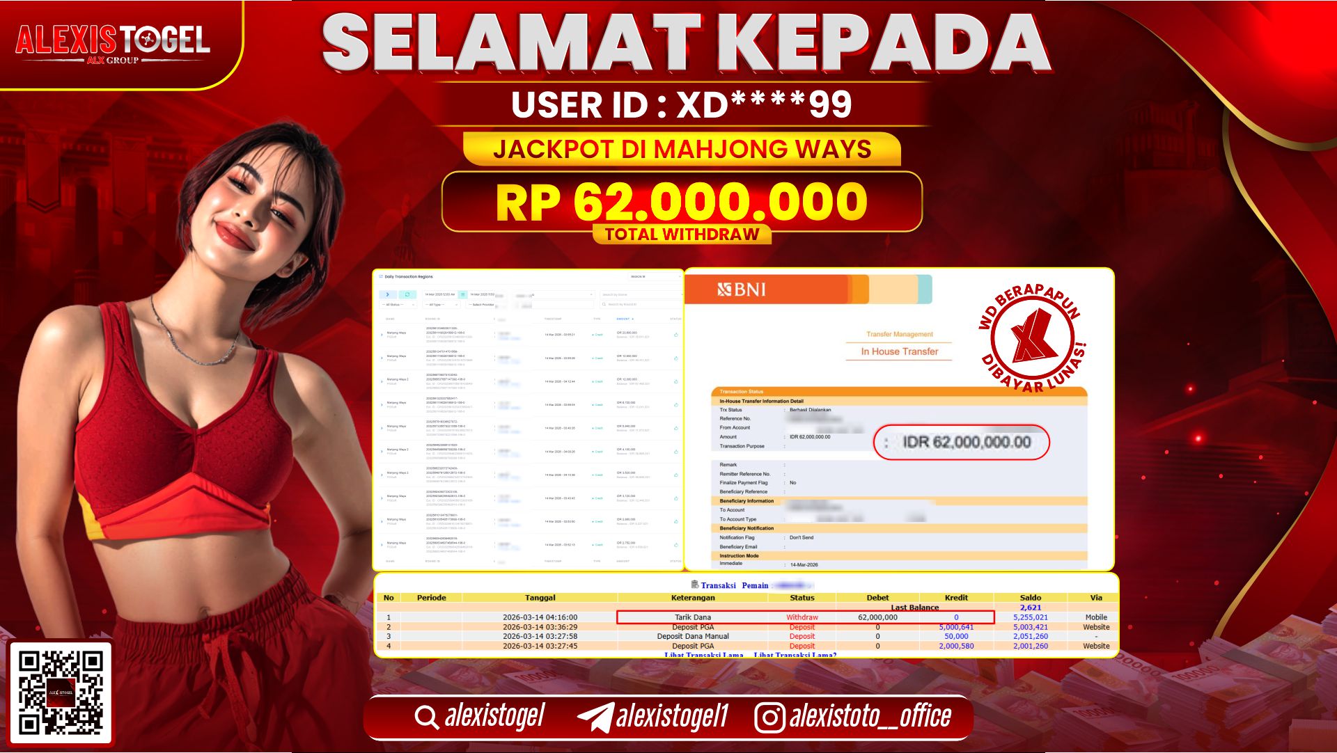 ALEXISTOGEL di SLOT MAHJONG WAYS RP.62.000.000,- LUNAS  