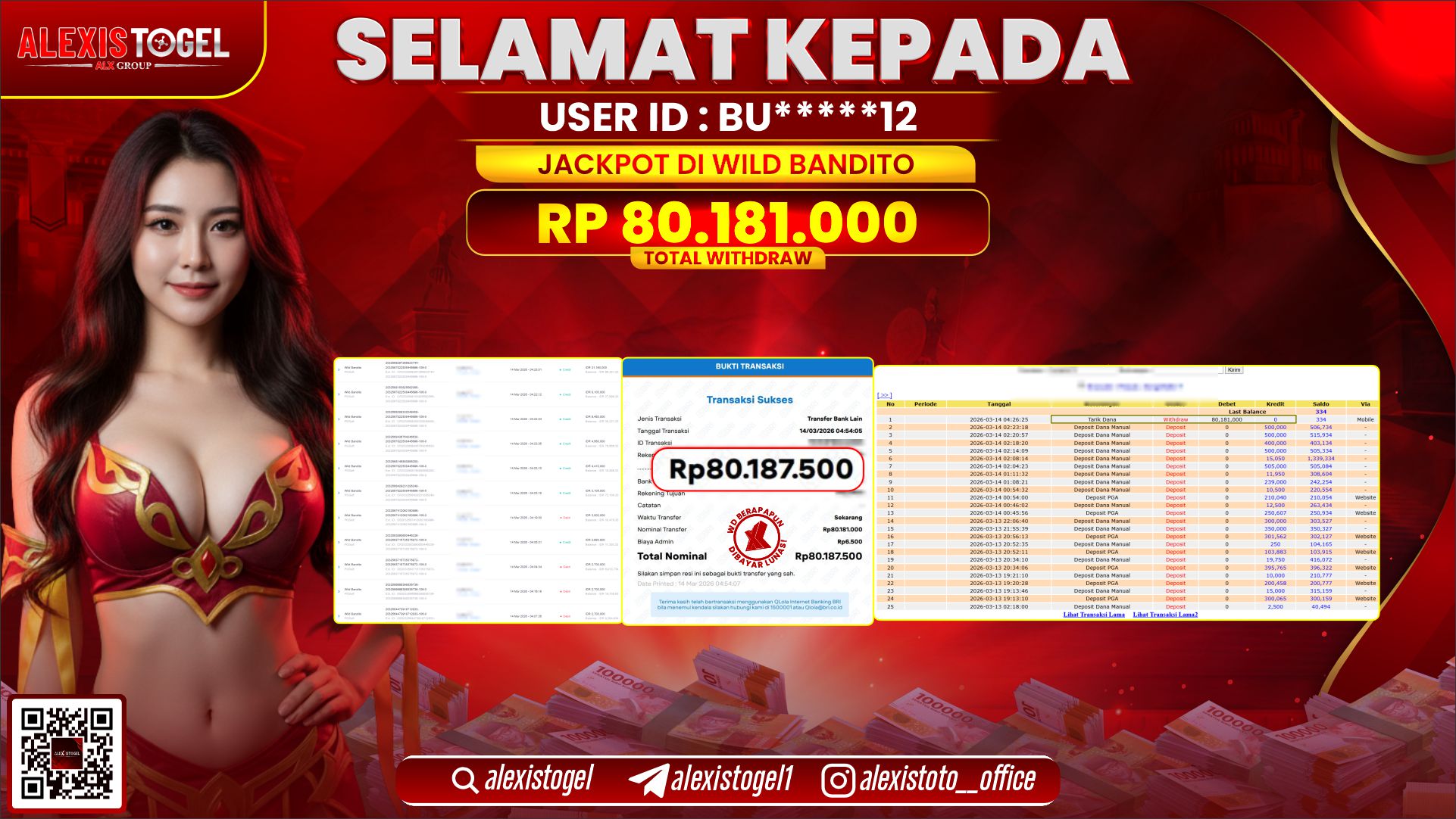 ALEXISTOGEL di SLOT WILD BANDITO RP.80.181.000,- LUNAS  