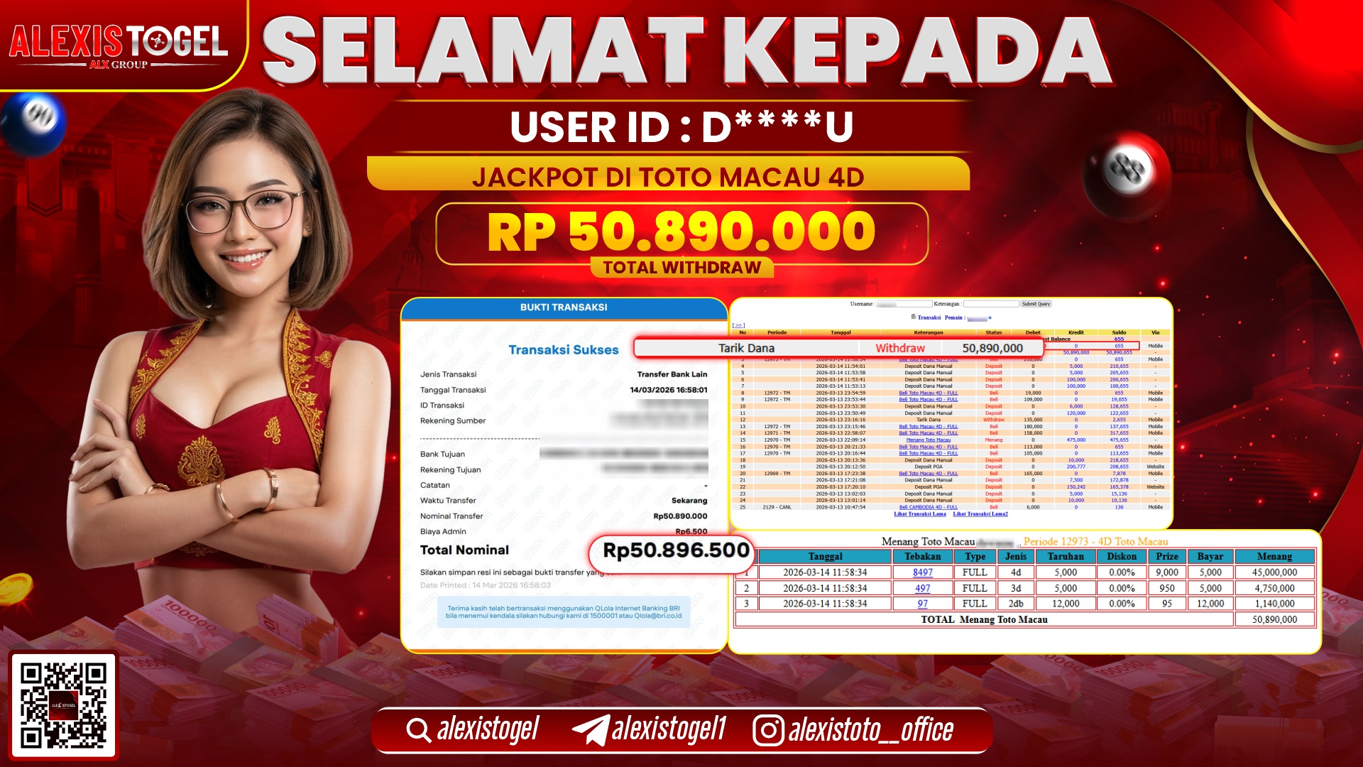 ALEXISTOGEL di TOGEL TOTO MACAU RP.53.890.000,- LUNAS  