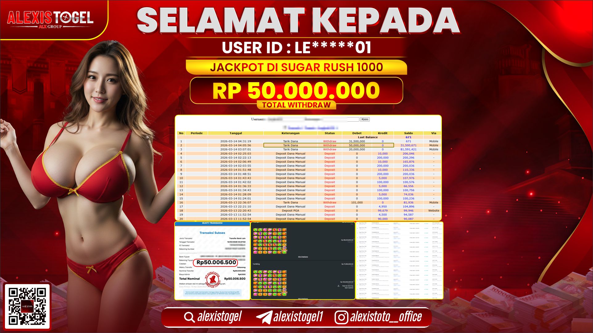 ALEXISTOGEL di SLOT SUGAR RUSH 1000 RP.50.000.000,- LUNAS  