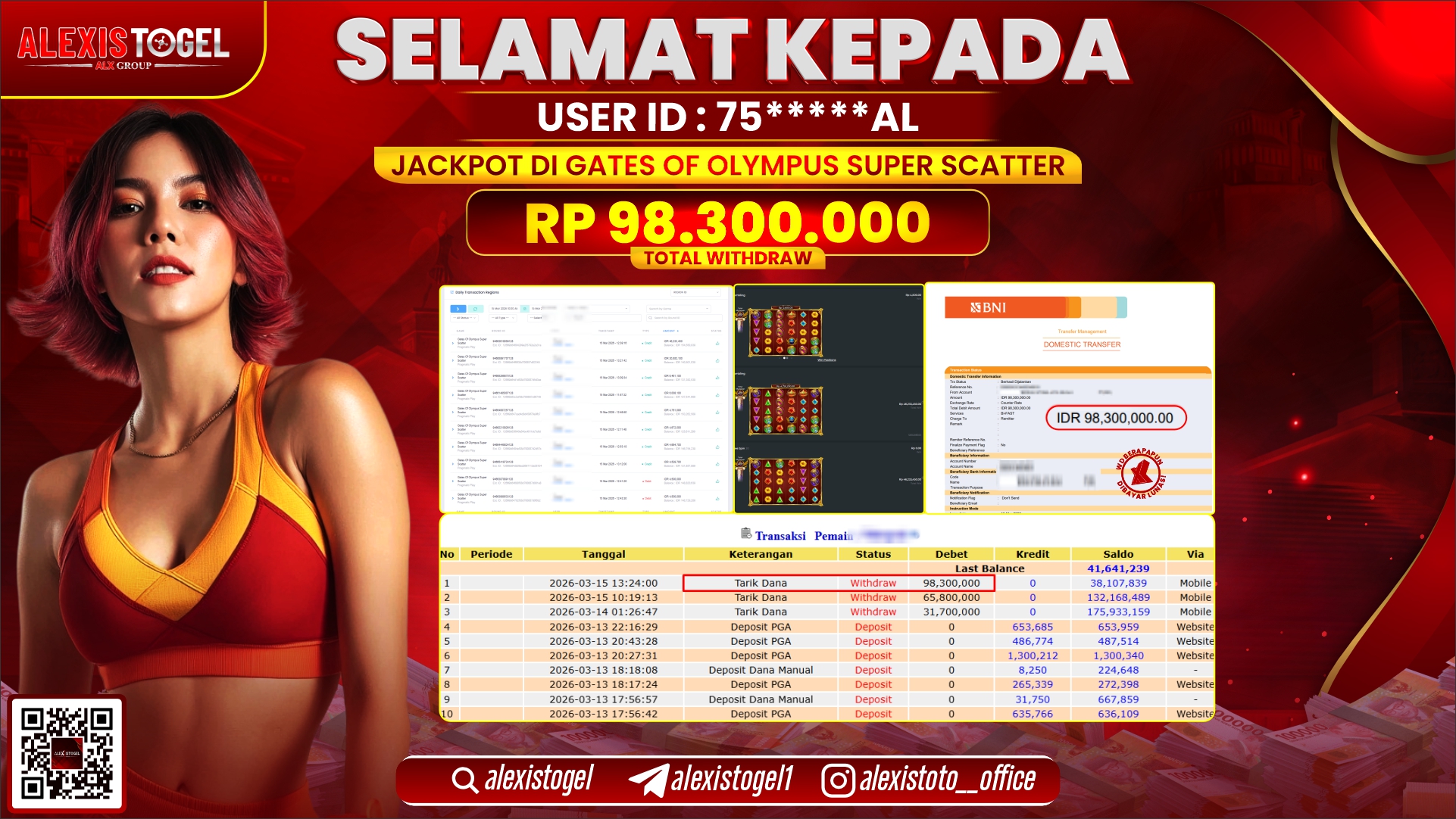 ALEXISTOGEL di SLOT GATES OF OLYMPUS 1000 RP.98.300.000,- LUNAS  