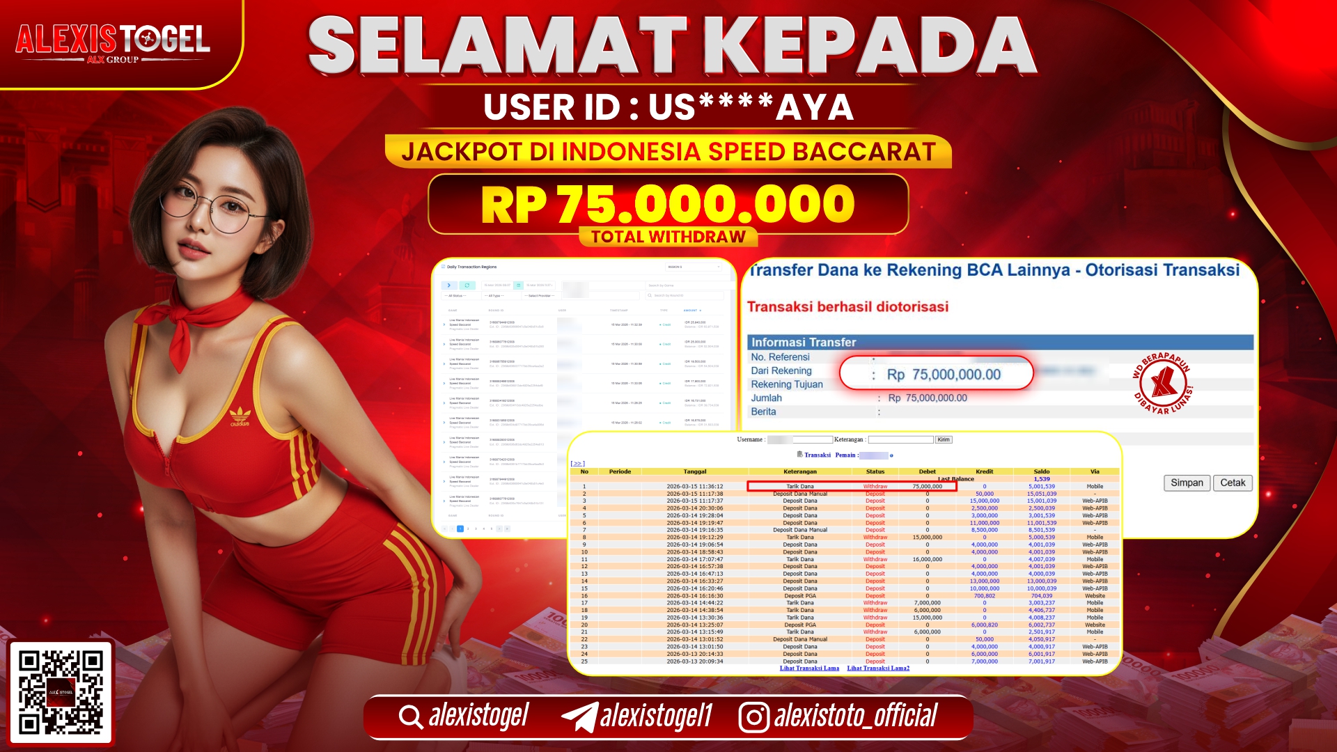 ALEXISTOGEL di PPLD LIVE MANIA INDONESIA SPEED BACCARAT RP.75.000.000,- LUNAS  