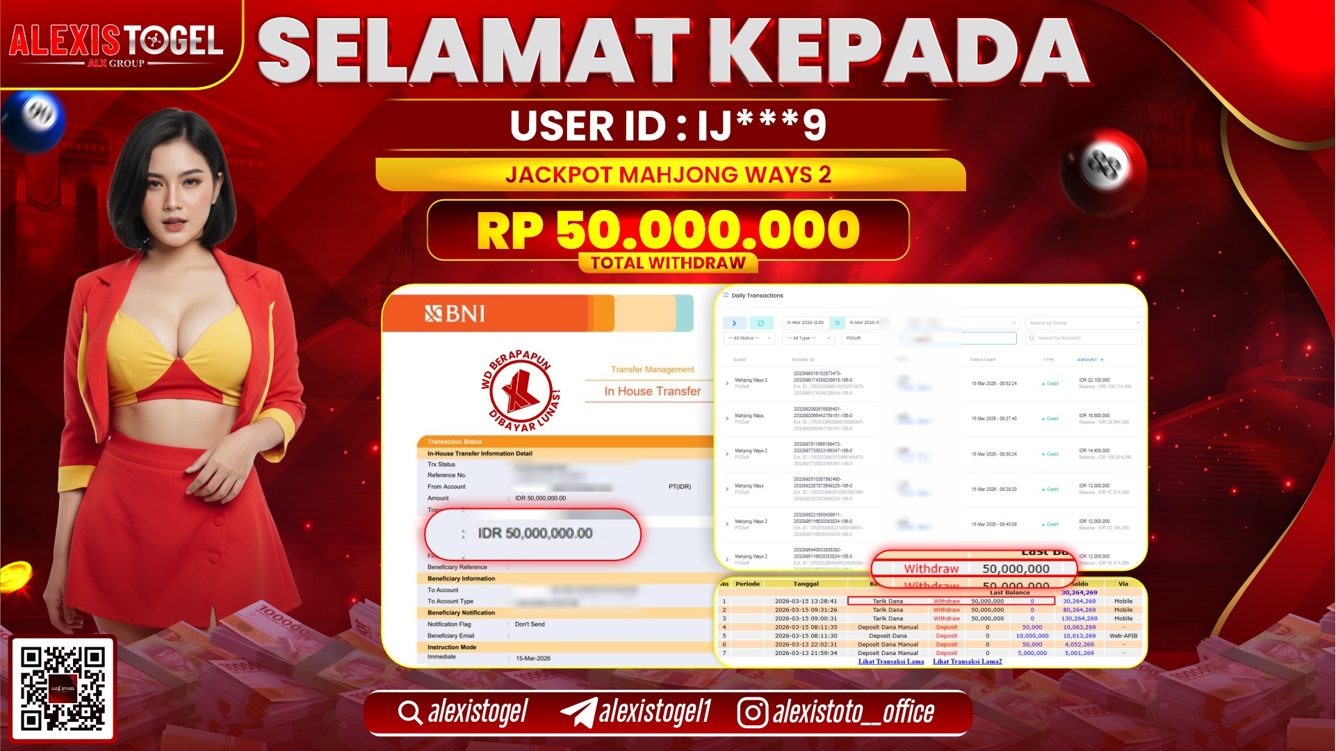 ALEXISTOGEL di SLOT MAHJONG WAYS 2 RP.50.000.000,- LUNAS