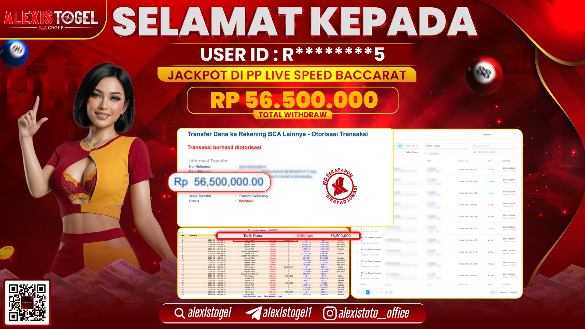 ALEXISTOGEL di PP LIVE SPEED BACCARAT RP.56.500.000,- LUNAS