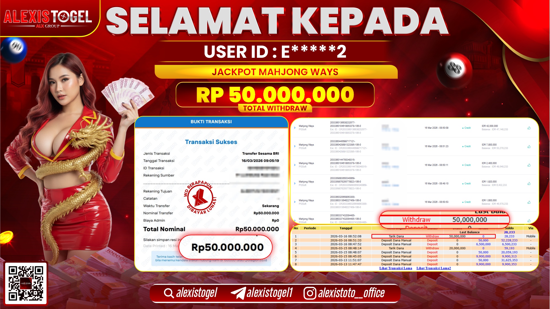 ALEXISTOGEL di SLOT MAHJONG WAYS RP.50.000.000,- LUNAS