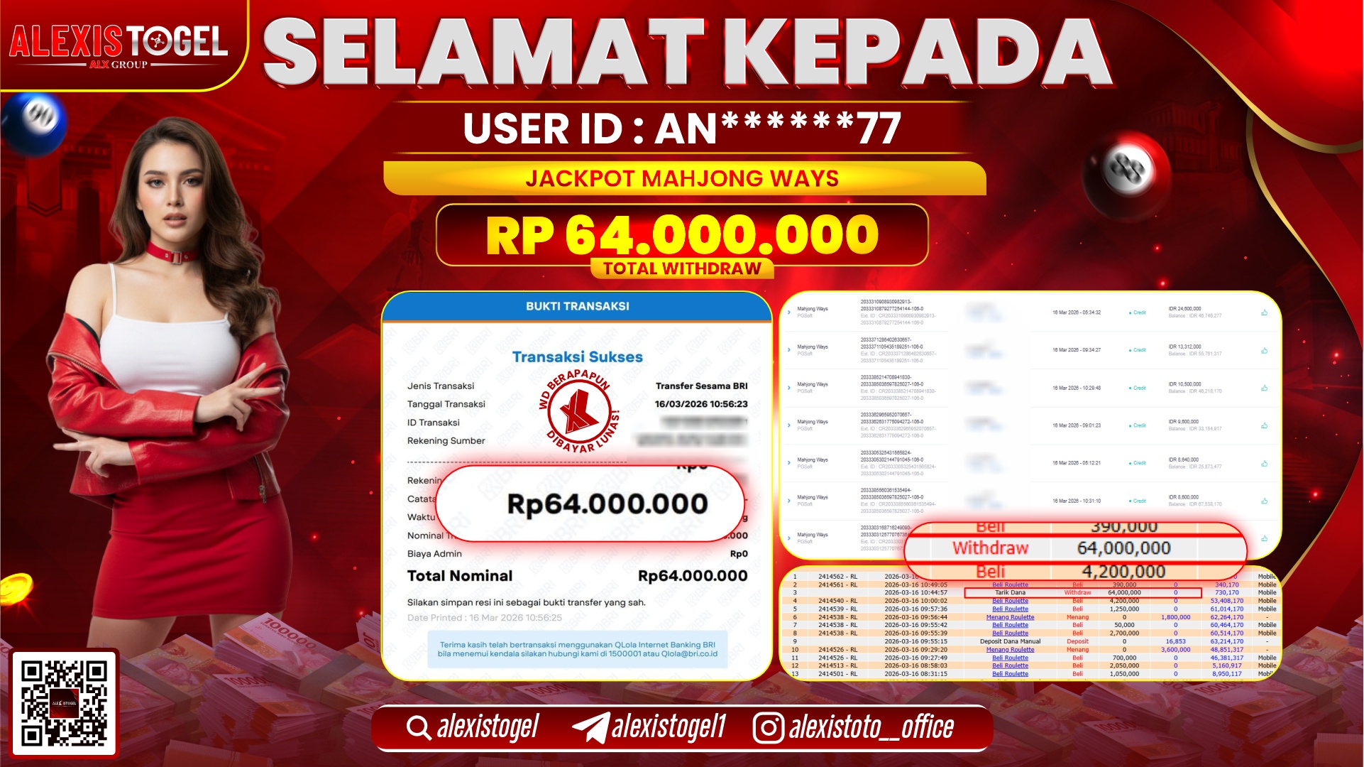 ALEXISTOGEL di SLOT MAHJONG WAYS RP.64.000.000,- LUNAS