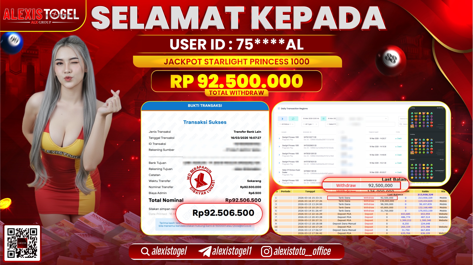 ALEXISTOGEL di SLOT STARLIGHT PRINCESS 1000 RP.92.500.000,- LUNAS