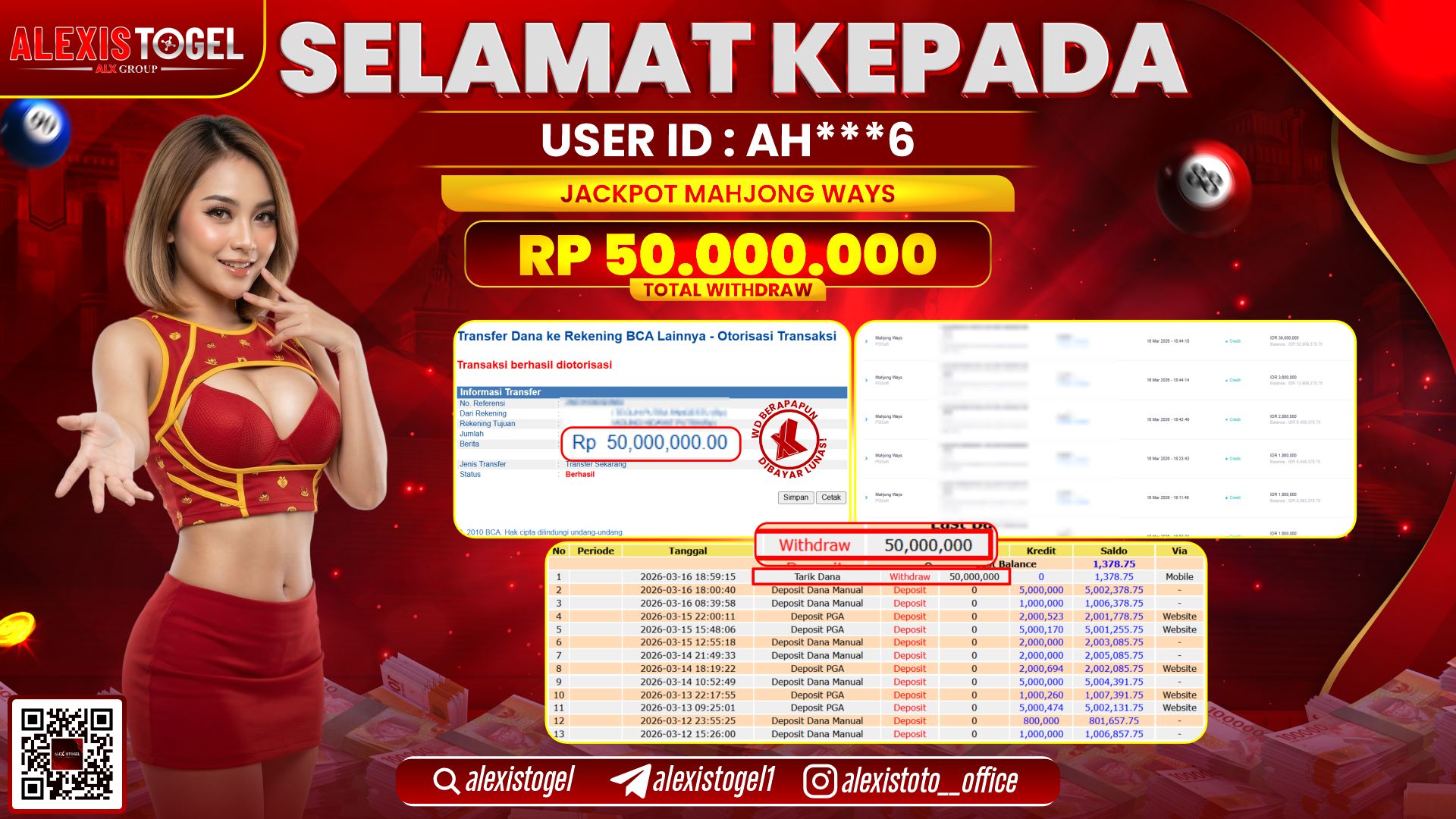 ALEXISTOGEL di SLOT MAHJONG WAYS RP.50.000.000,- LUNAS