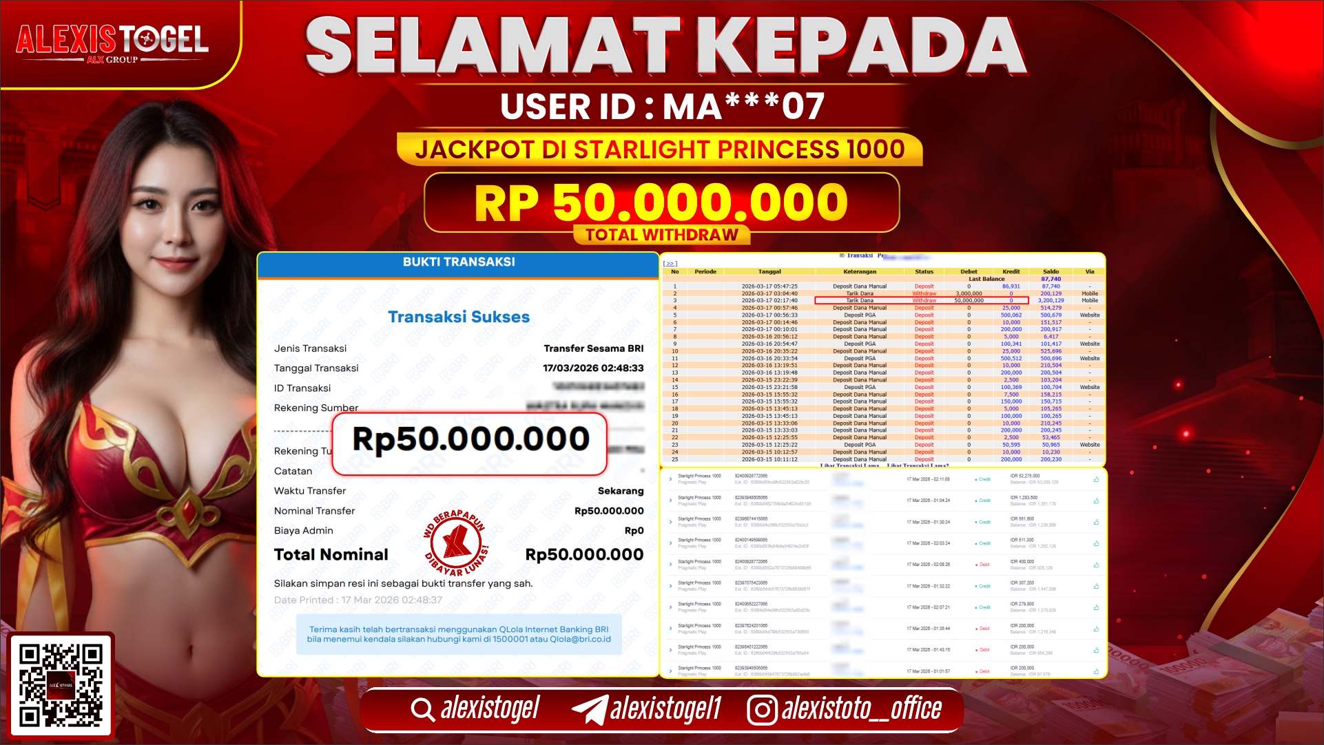 ALEXISTOGEL di SLOT STARLIGHT PRINCESS 1000 RP.50.000.000,- LUNAS