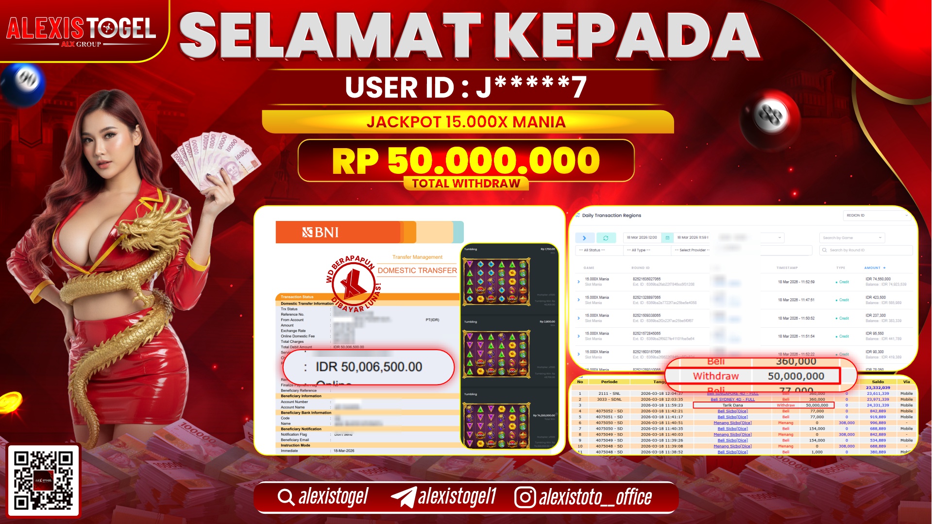 ALEXISTOGEL di Jackpot di SLOT 15.000X MANIA RP.50.000.000,- LUNAS