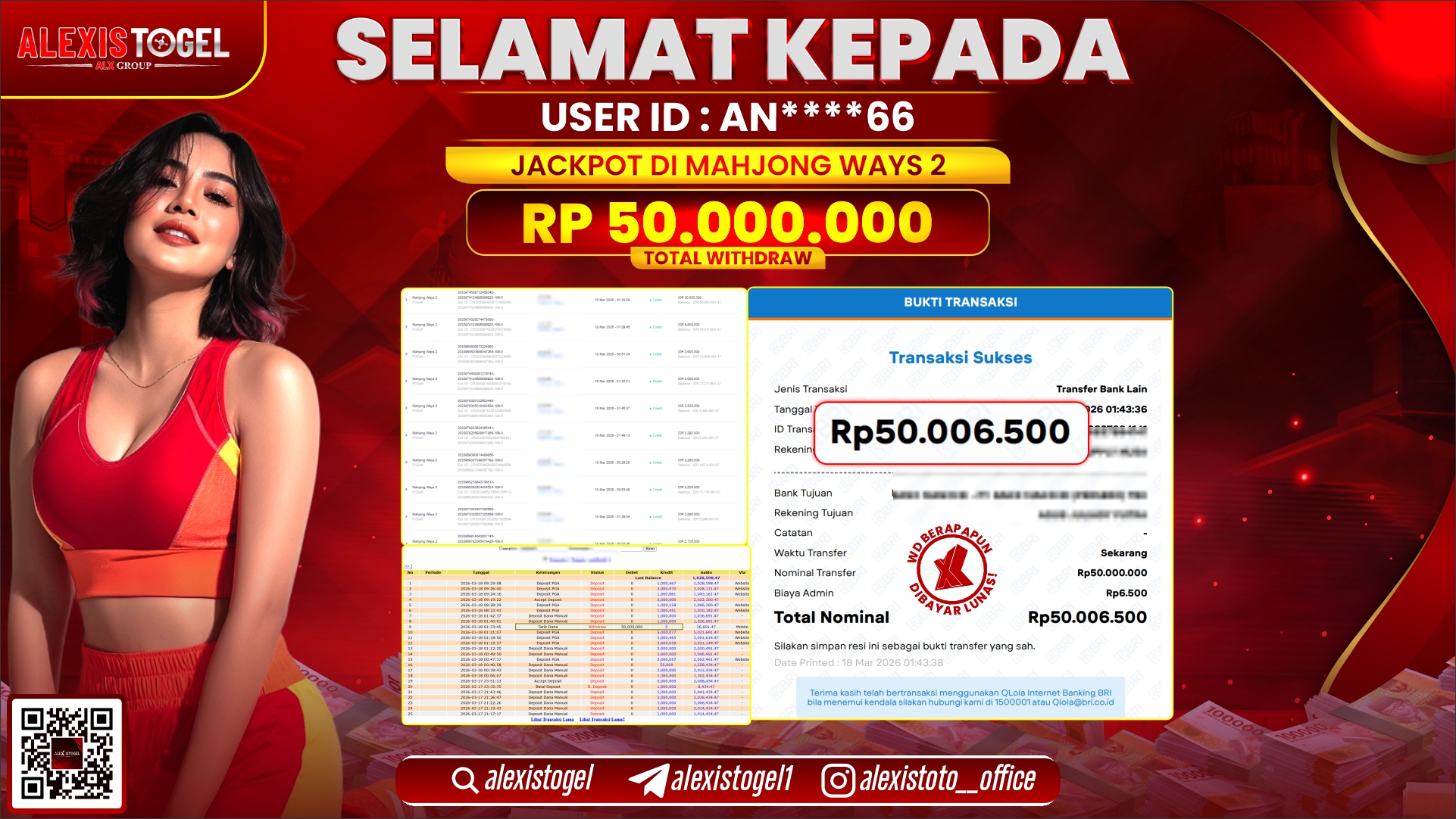 ALEXISTOGEL di Jackpot di SLOT MAHJONG WAYS 2 RP.50.000.000,- LUNAS